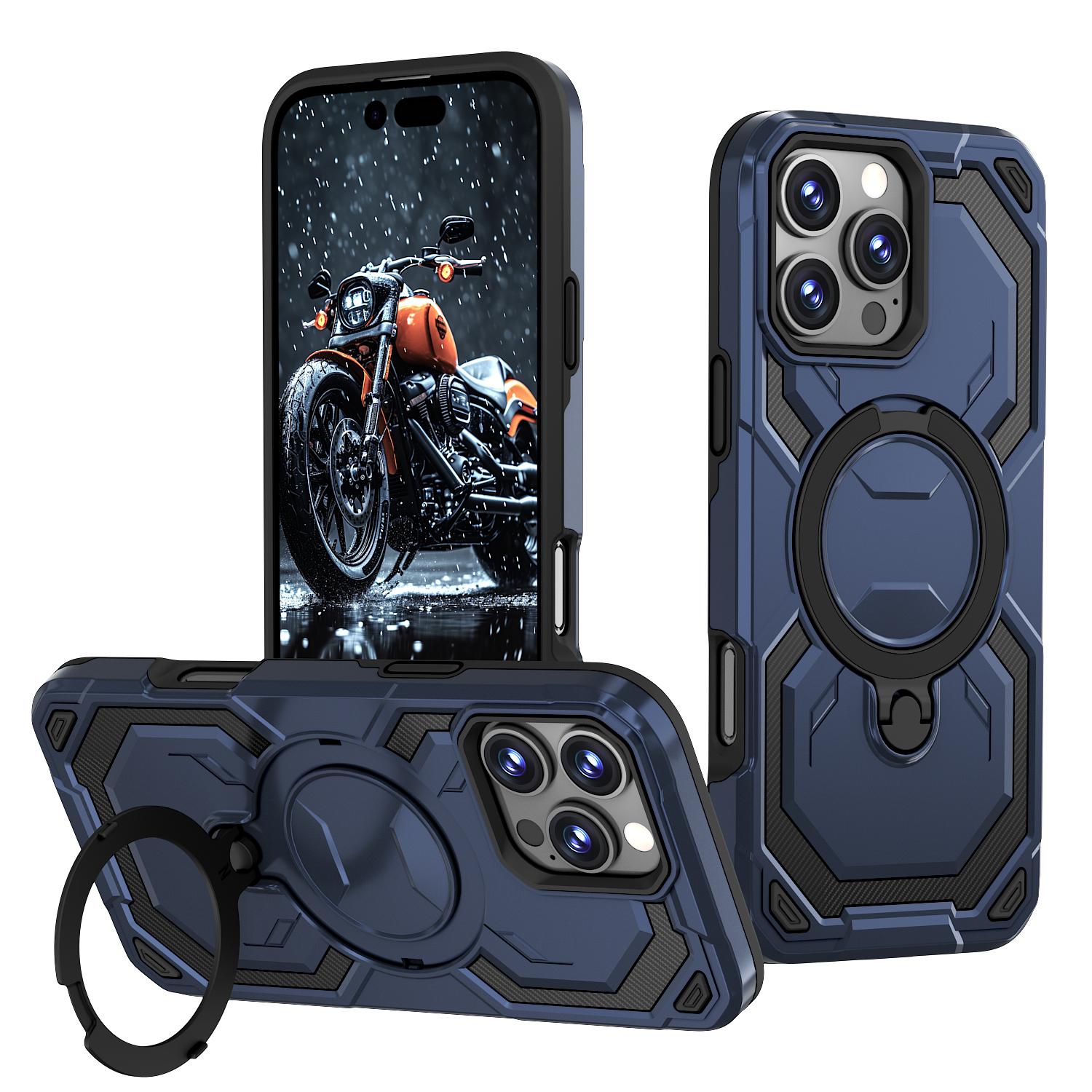 For iPhone 16 Pro Max Cooling MagSafe Holder Phone Case(Blue) - Shopkiz.com