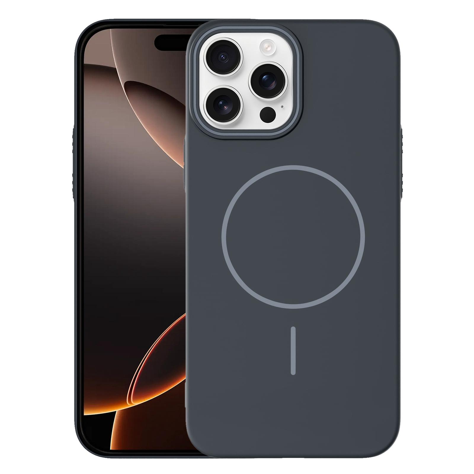 For iPhone 16 Pro Thin Circle PC Injection MagSafe Phone Case(Carbon Grey) - Shopkiz.com