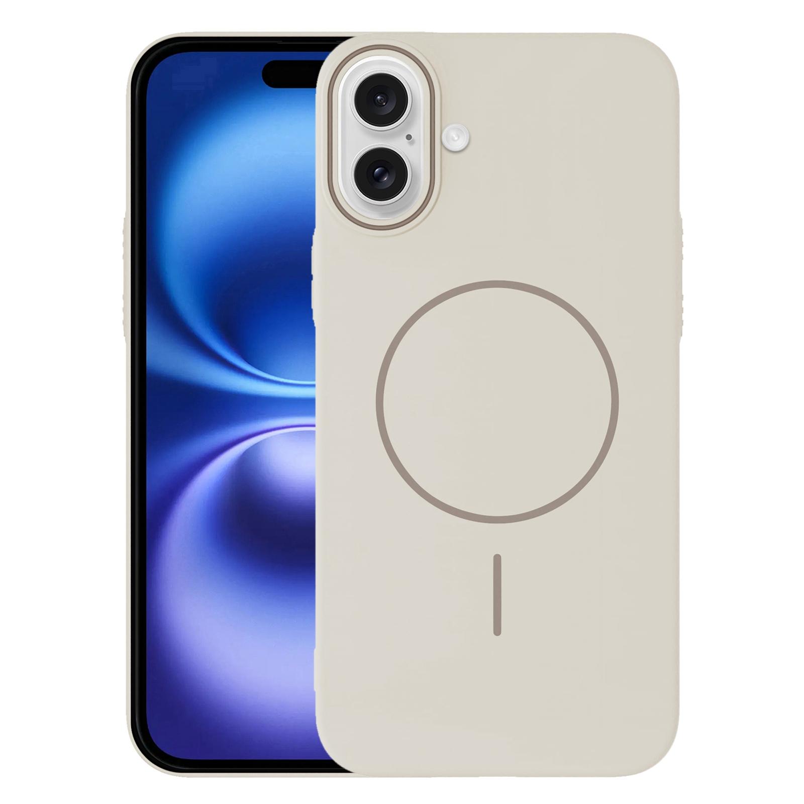 For iPhone 16 Plus Thin Circle PC Injection MagSafe Phone Case(Rock Beige) - Shopkiz.com