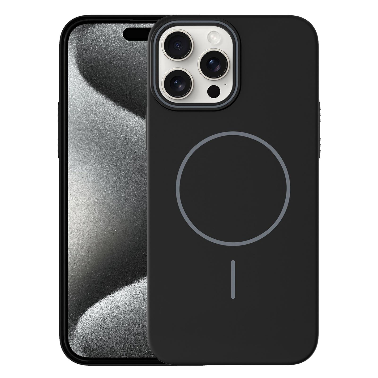 For iPhone 15 Pro Thin Circle PC Injection MagSafe Phone Case(Black) - Shopkiz.com