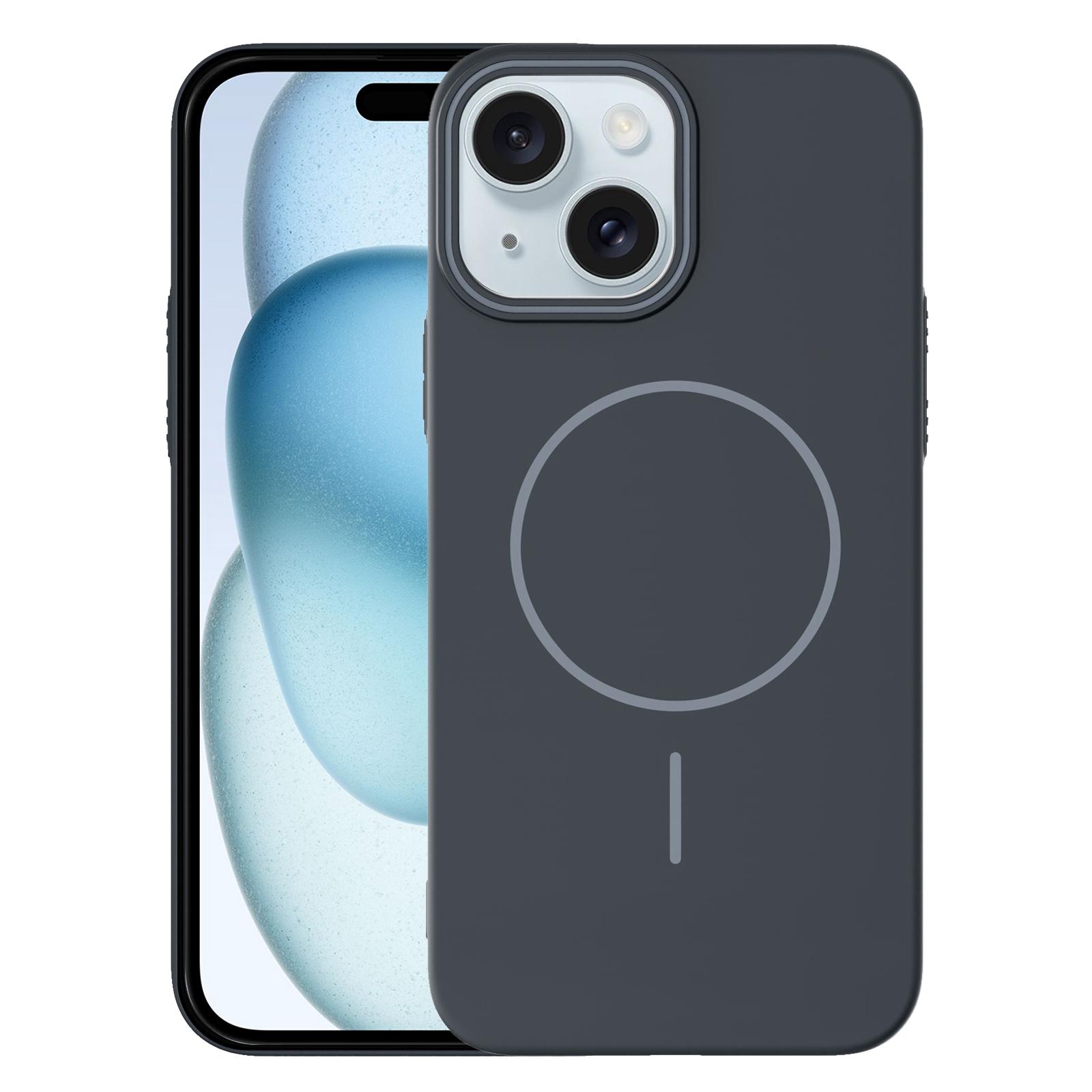 For iPhone 15 Plus Thin Circle PC Injection MagSafe Phone Case(Carbon Grey) - Shopkiz.com