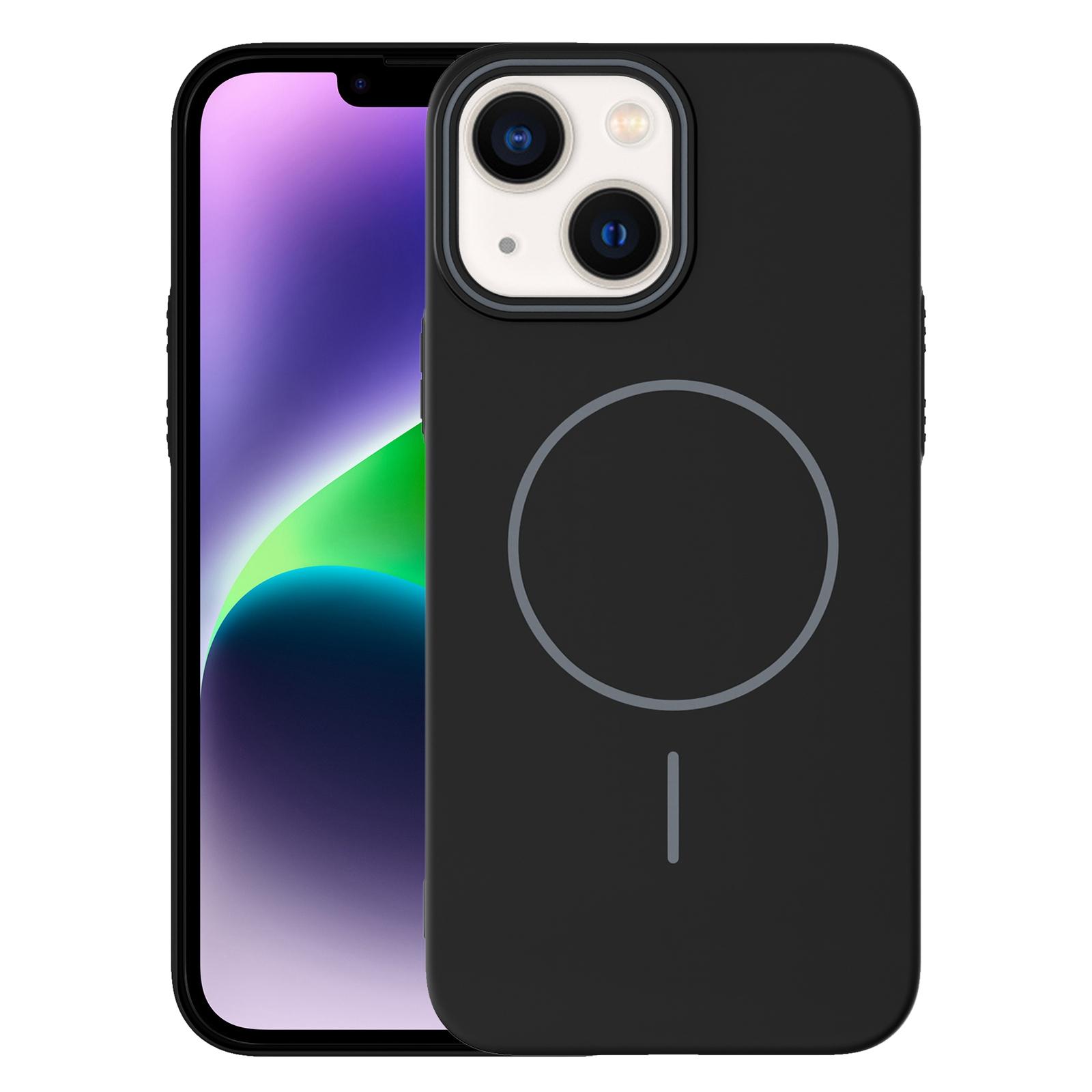 For iPhone 14 Plus Thin Circle PC Injection MagSafe Phone Case(Black) - Shopkiz.com