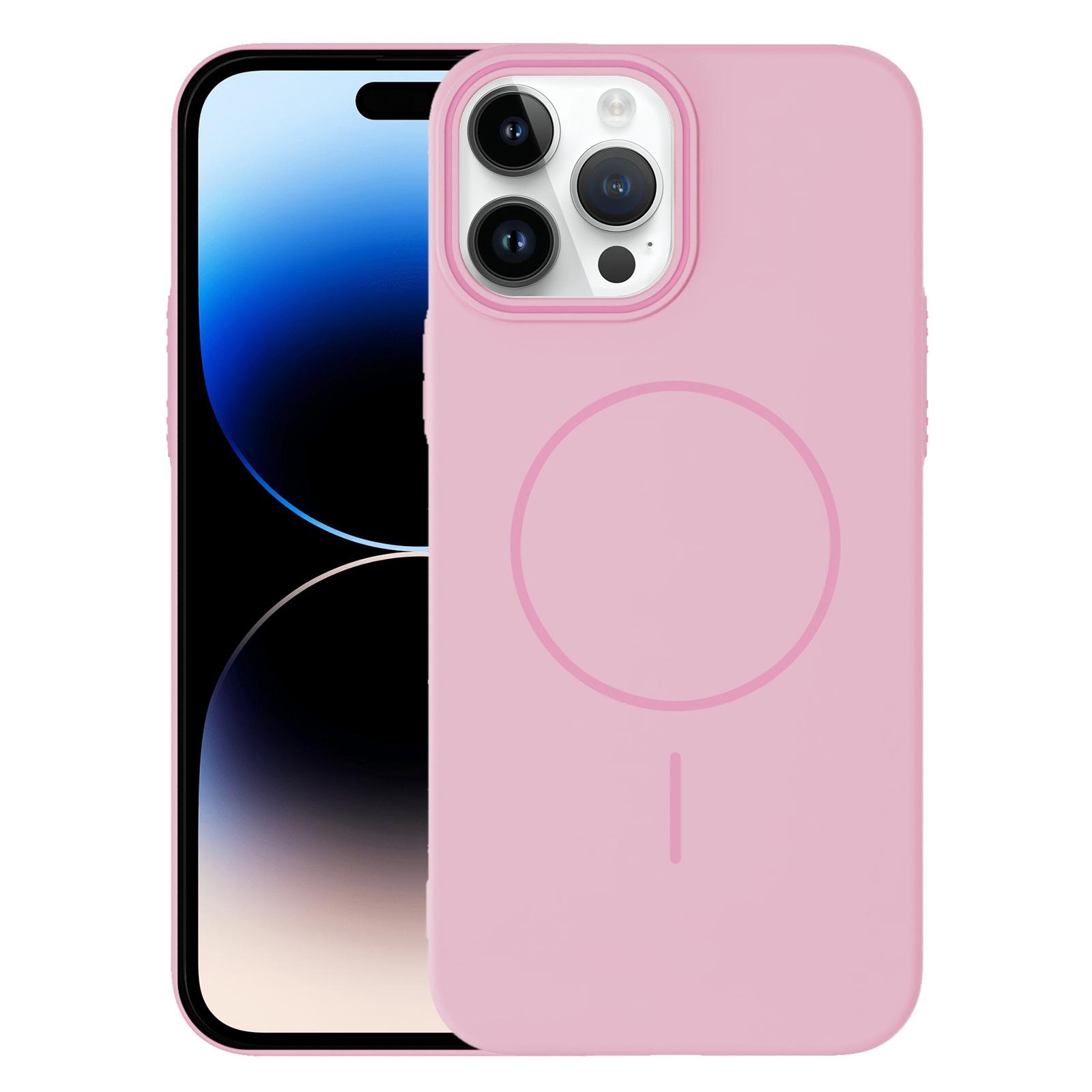 For iPhone 14 Pro Max Thin Circle PC Injection MagSafe Phone Case(Cherry Pink) - Shopkiz.com