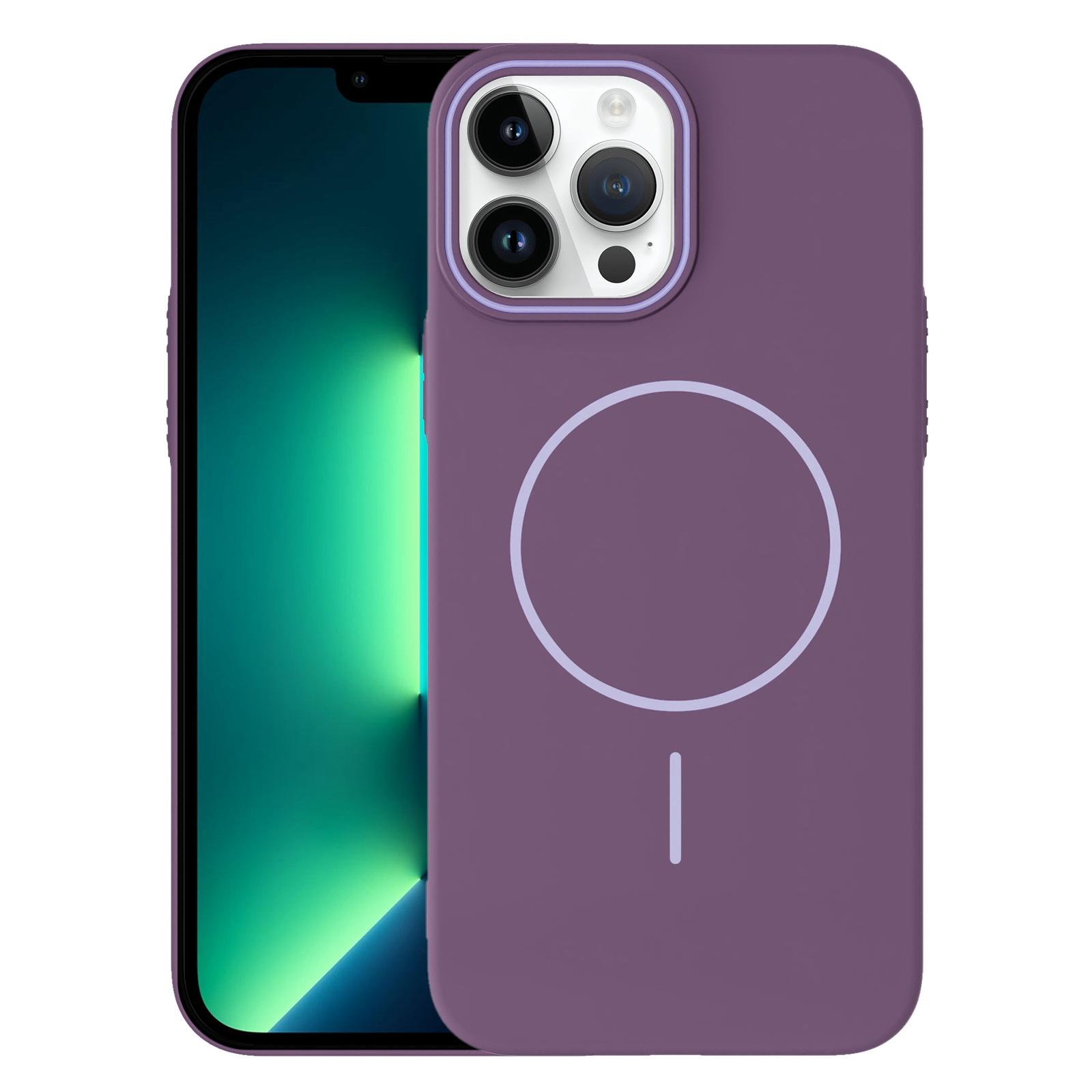 For iPhone 13 Pro Max Thin Circle PC Injection MagSafe Phone Case(Sunset Purple) - Shopkiz.com