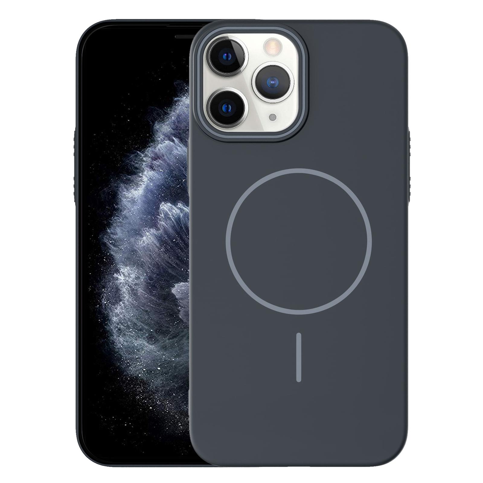 For iPhone 11 Pro Max Thin Circle PC Injection MagSafe Phone Case(Carbon Grey) - Shopkiz.com