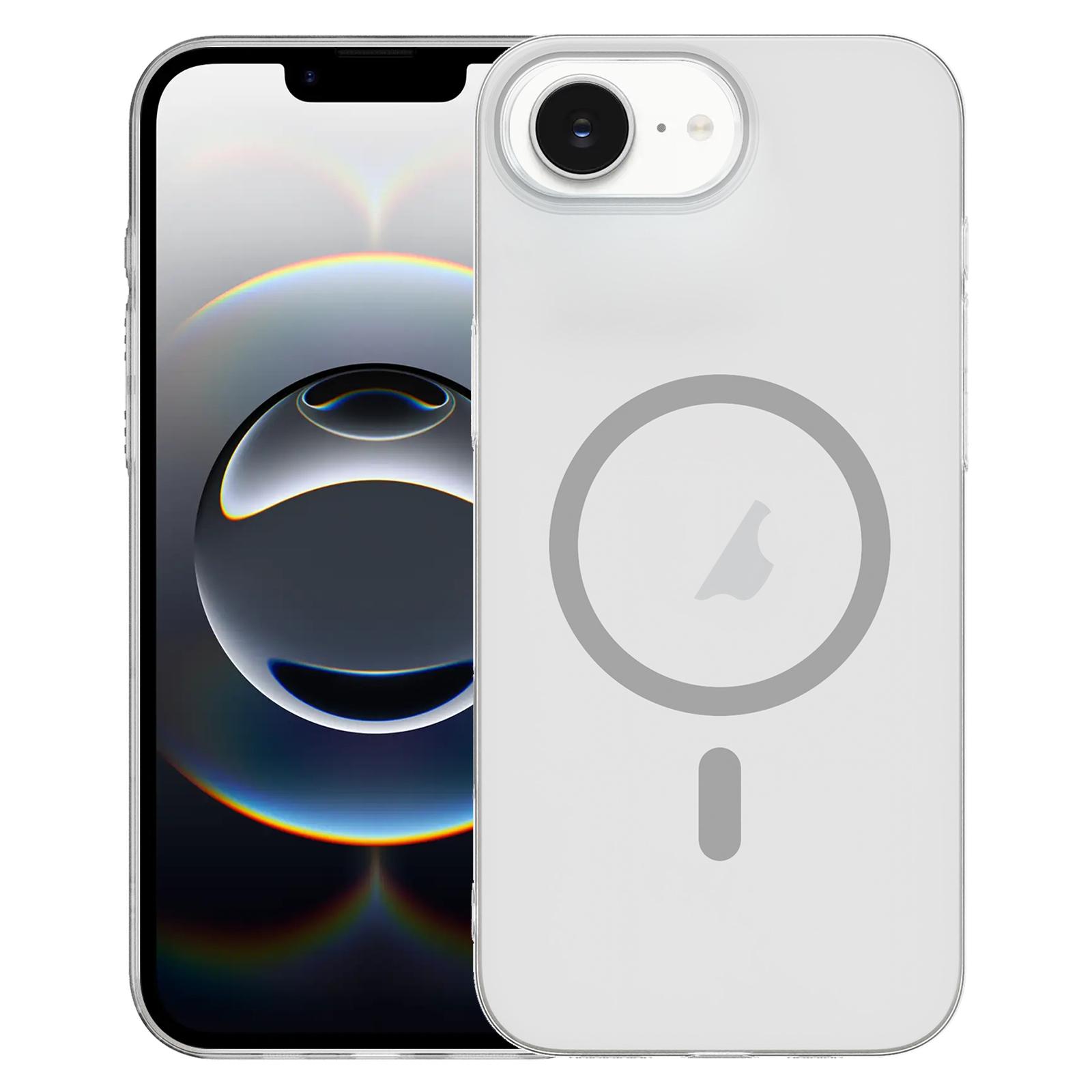 For iPhone 17e / 16e Clear PC Injection MagSafe Phone Case(Titanium Gray) - Shopkiz.com