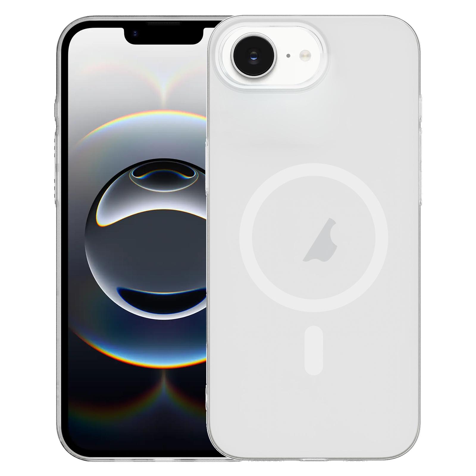 For iPhone 17e / 16e Clear PC Injection MagSafe Phone Case(White) - Shopkiz.com