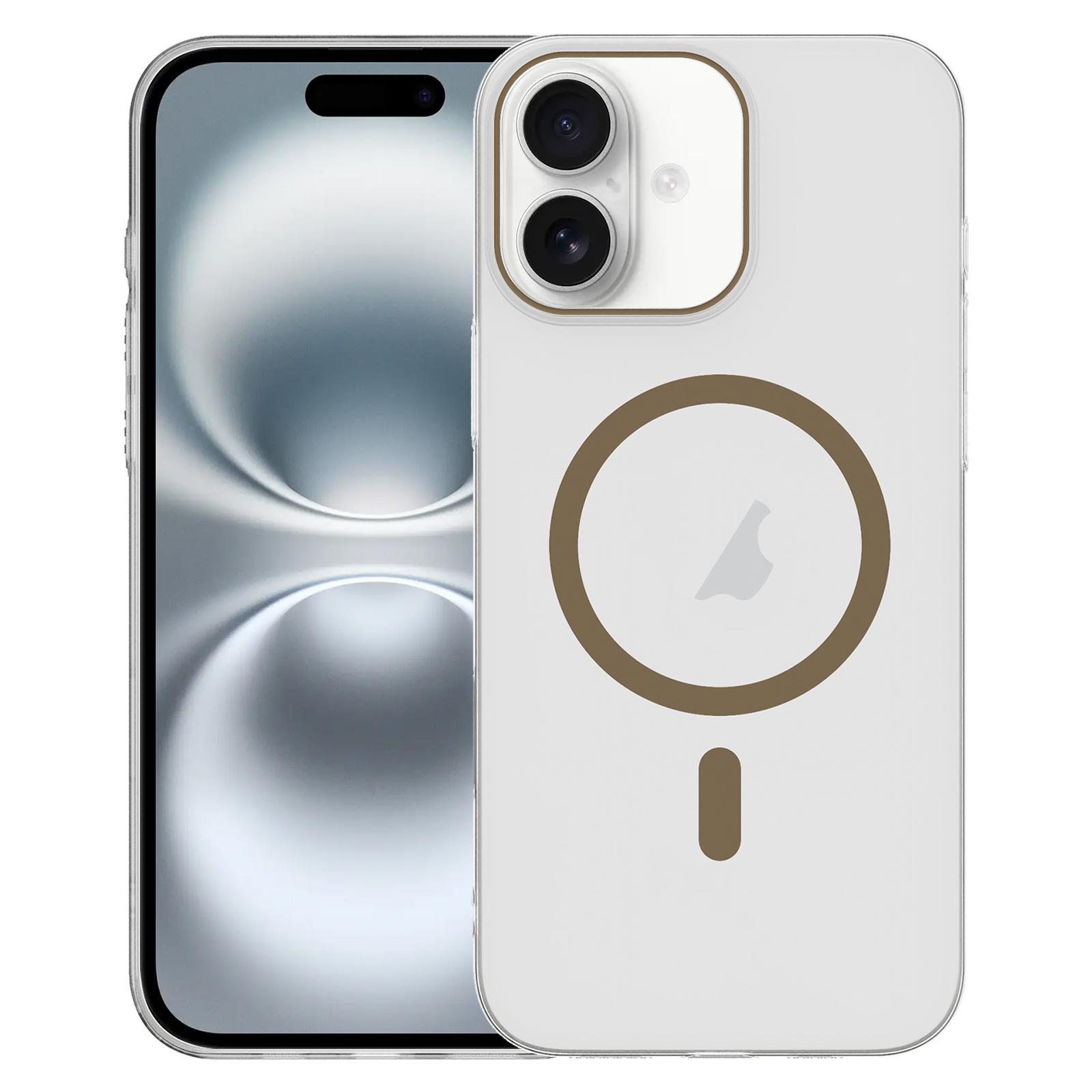 For iPhone 16 Clear PC Injection MagSafe Phone Case(Desert Gold) - Shopkiz.com