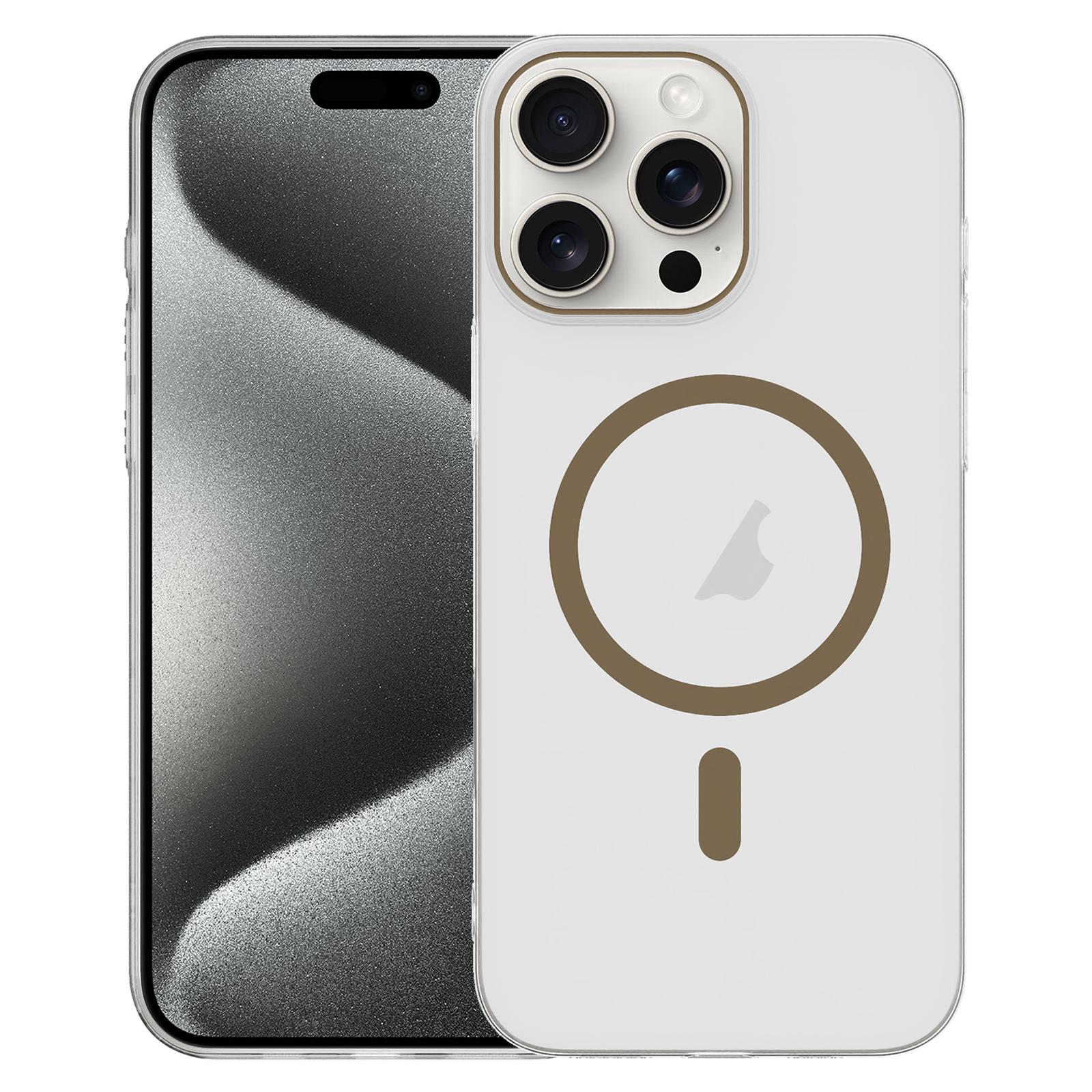 For iPhone 15 Pro Max Clear PC Injection MagSafe Phone Case(Desert Gold) - Shopkiz.com