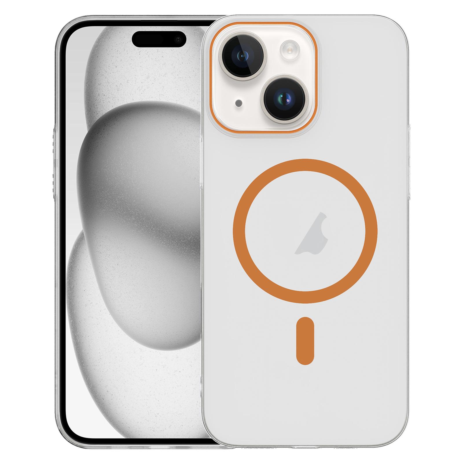 For iPhone 15 Clear PC Injection MagSafe Phone Case(Orange) - Shopkiz.com