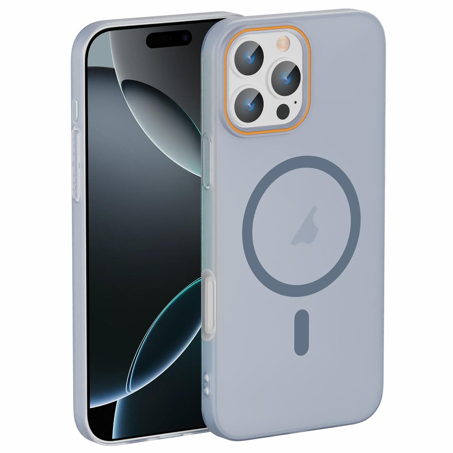 For iPhone 16 Pro Max Translucent Frosted Skin PC MagSafe Phone Case(Sierra Blue) - Shopkiz.com