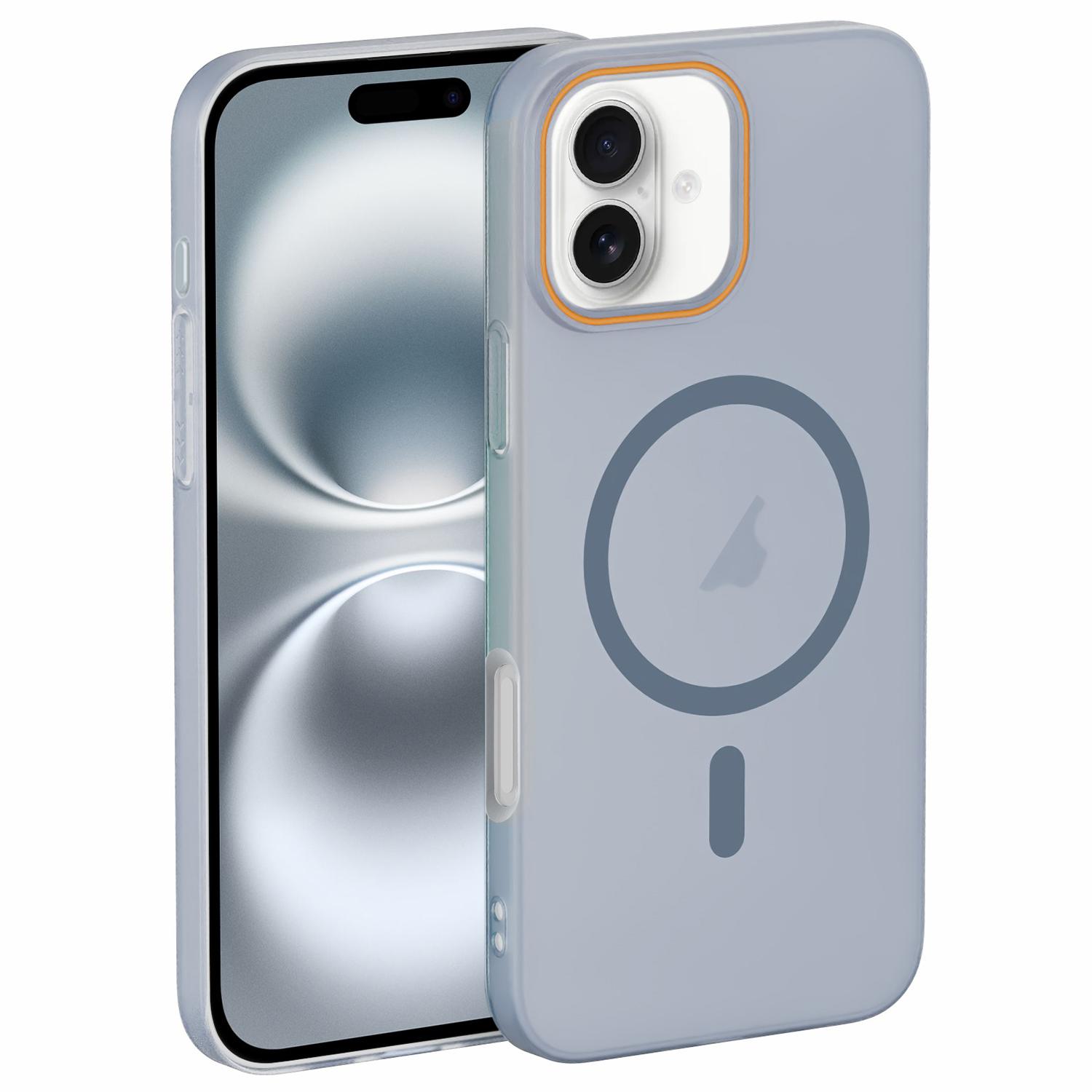 For iPhone 16 Translucent Frosted Skin PC MagSafe Phone Case(Sierra Blue) - Shopkiz.com