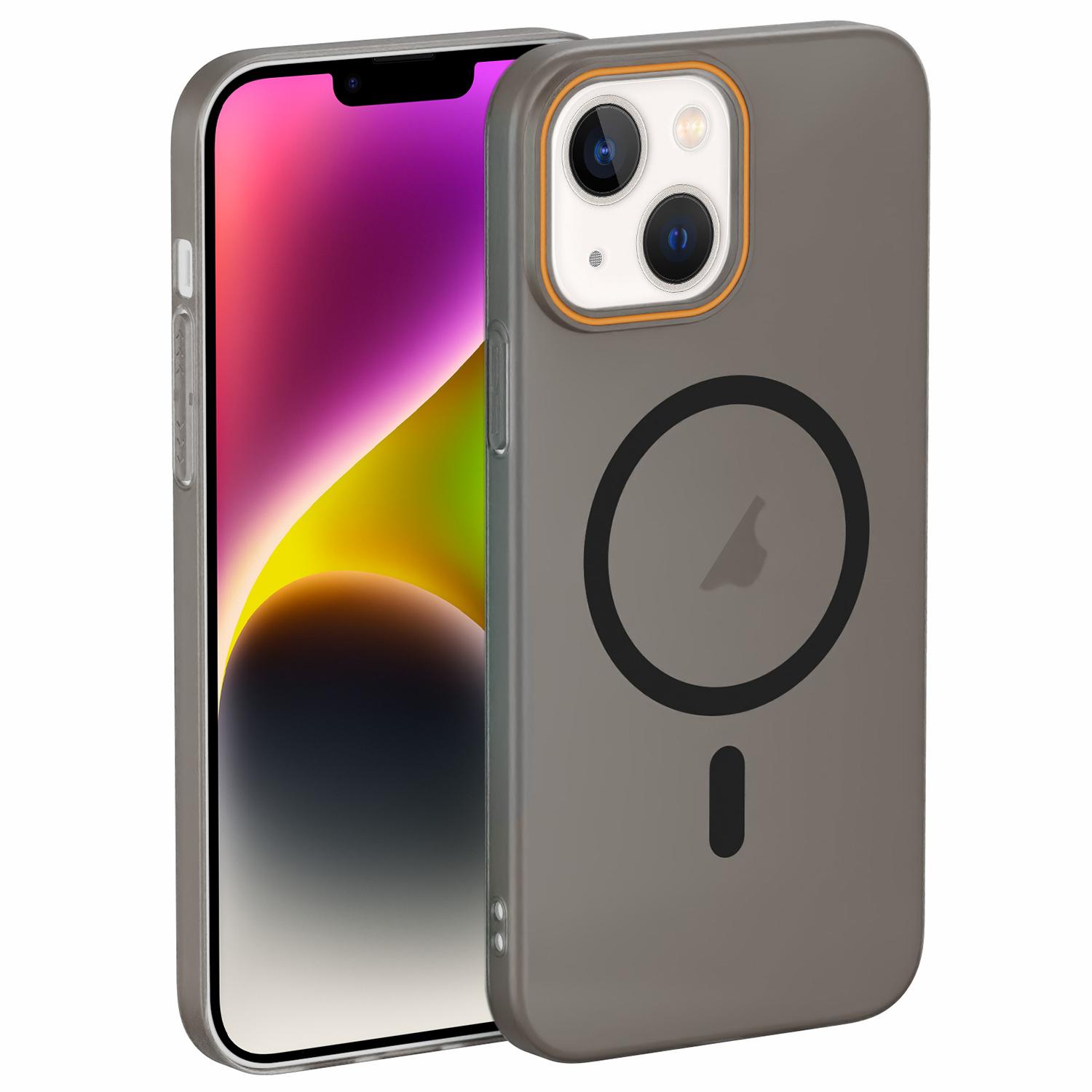 For iPhone 14 Plus Translucent Frosted Skin PC MagSafe Phone Case(Black) - Shopkiz.com