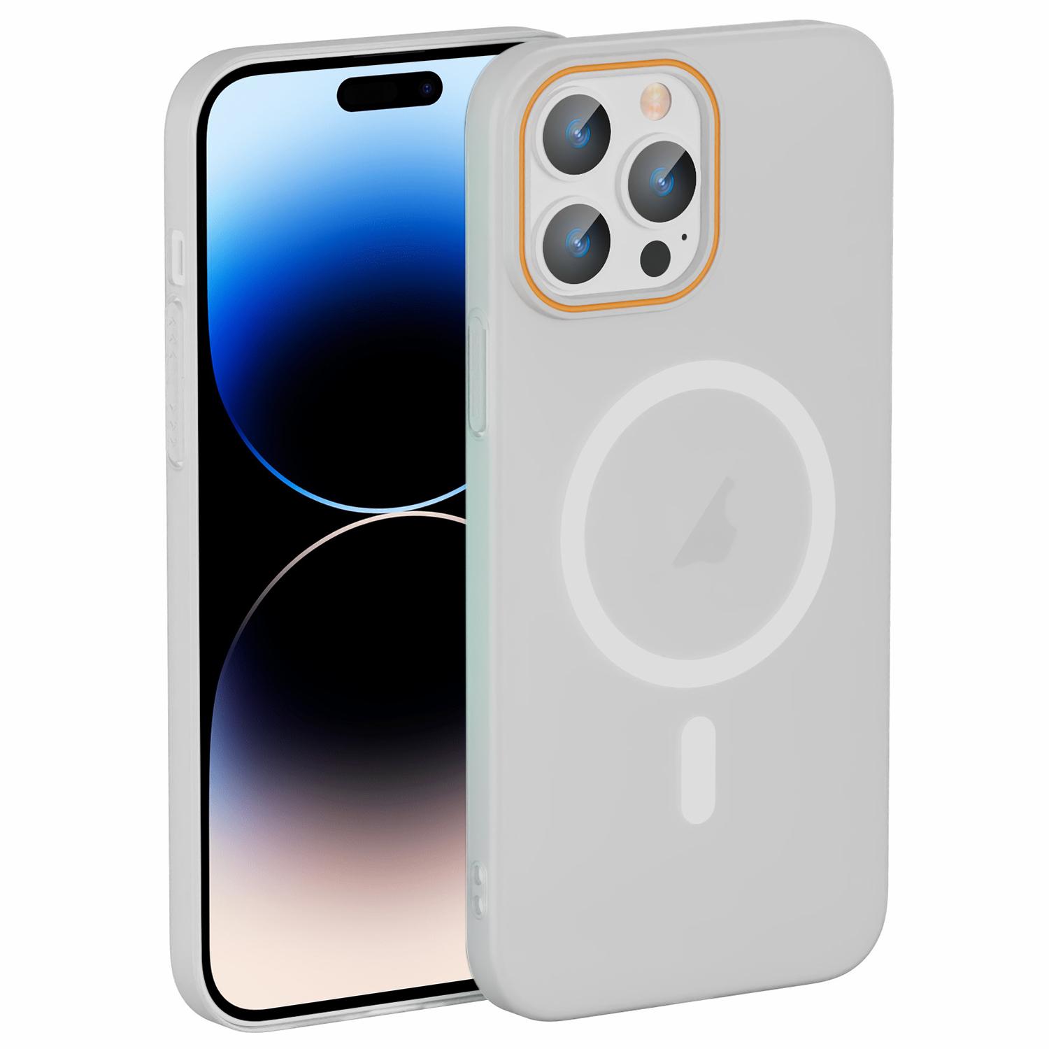 For iPhone 14 Pro Max Translucent Frosted Skin PC MagSafe Phone Case(White) - Shopkiz.com