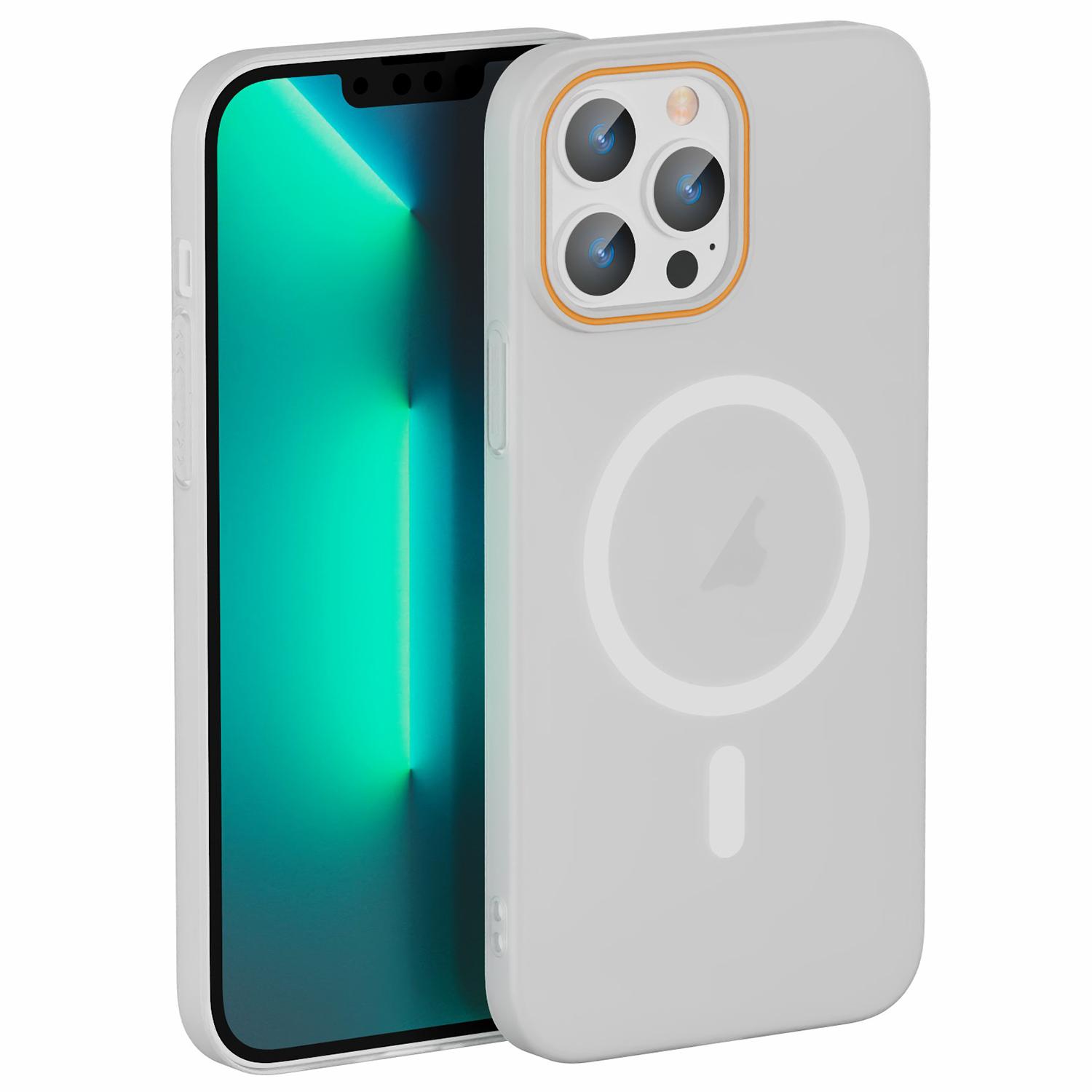 For iPhone 13 Pro Translucent Frosted Skin PC MagSafe Phone Case(White) - Shopkiz.com