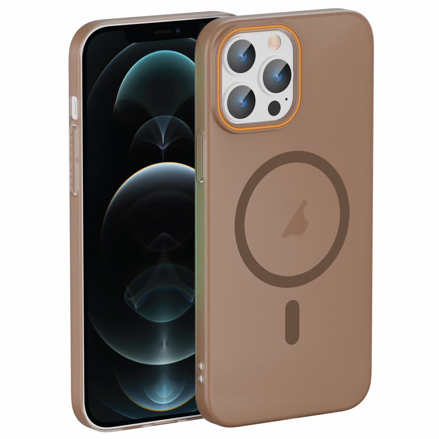 For iPhone 12 Pro Translucent Frosted Skin PC MagSafe Phone Case(Desert Gold) - Shopkiz.com