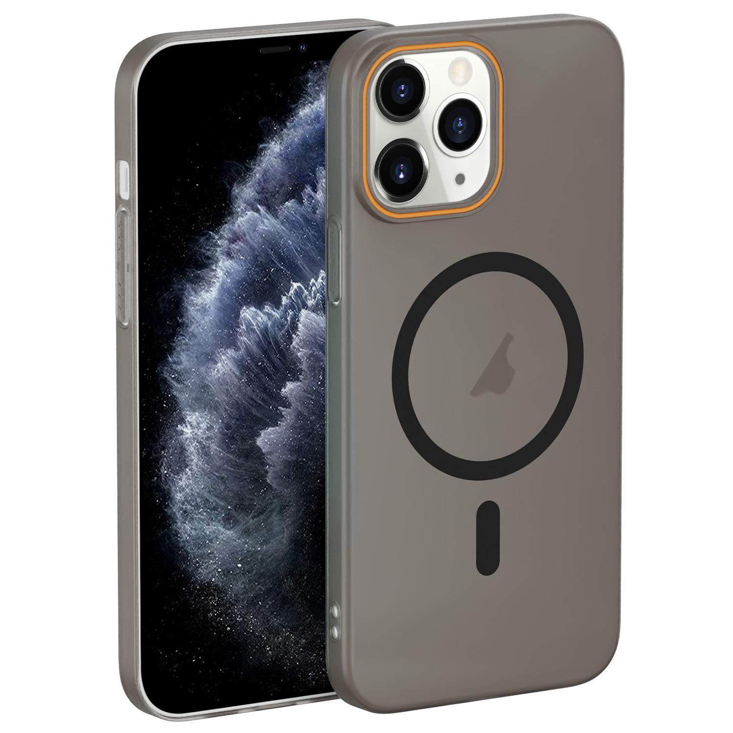 For iPhone 11 Pro Max Translucent Frosted Skin PC MagSafe Phone Case(Black) - Shopkiz.com