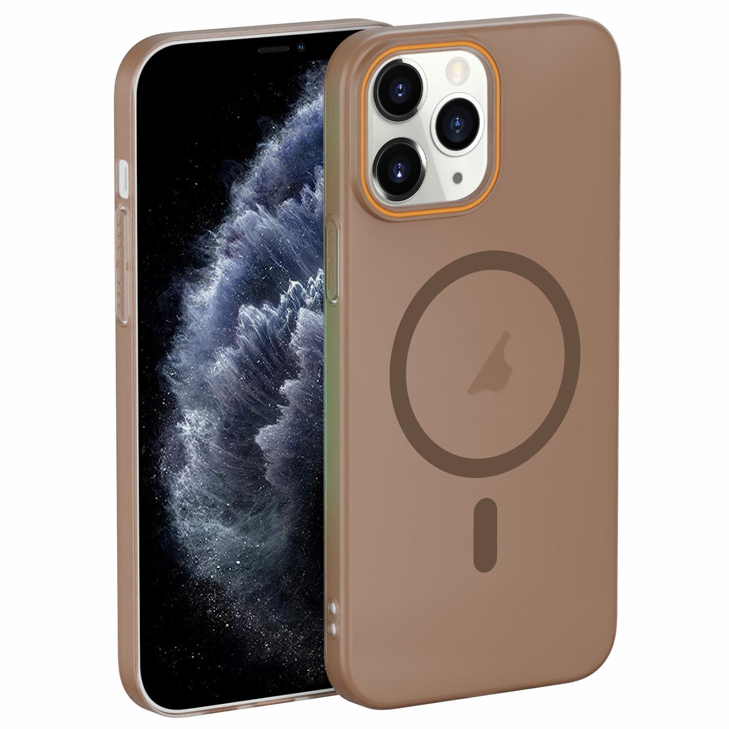 For iPhone 11 Pro Max Translucent Frosted Skin PC MagSafe Phone Case(Desert Gold) - Shopkiz.com