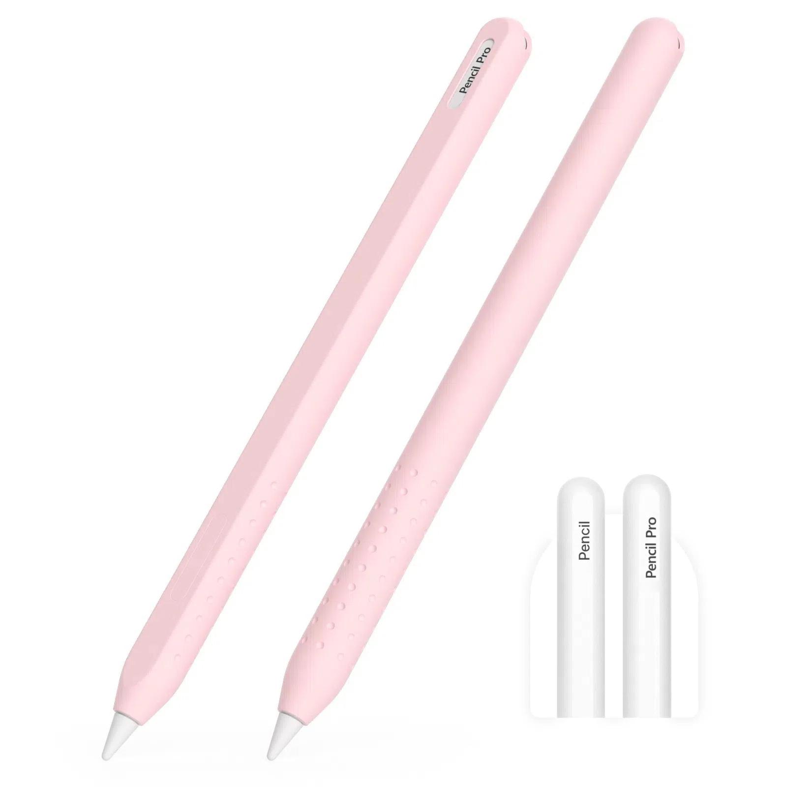 For Apple Pencil 2 / Pro Integrated Anti-roll Silicone Protective Stylus Pen Case(Pink) - Shopkiz.com
