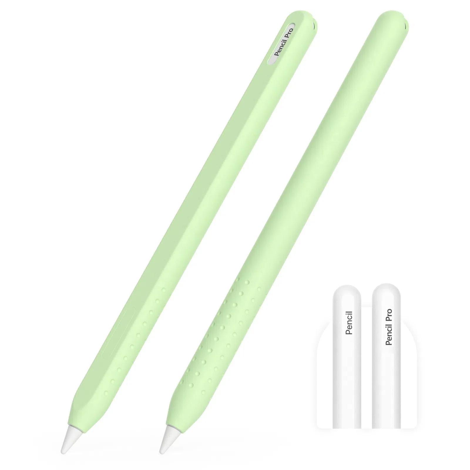 For Apple Pencil 2 / Pro Integrated Anti-roll Silicone Protective Stylus Pen Case(Green) - Shopkiz.com