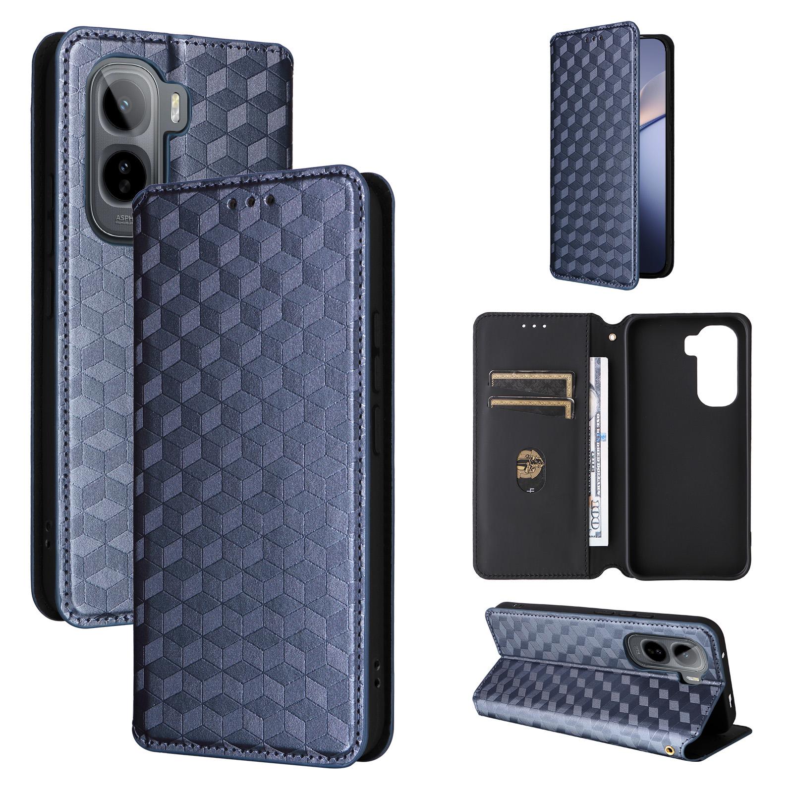 For vivo iQOO Z11 5G / T5 Pro 5G / Y500 4G Cubic Grid Texture Flip Leather Phone Case(Blue) - Shopkiz.com