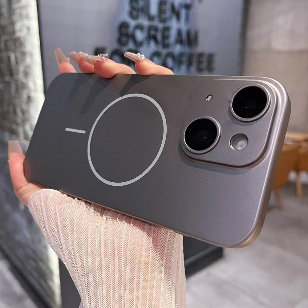For iPhone 13 Matte Frosted Fine Circle MagSafe Lens Protection Phone Case(Titanium Grey) - Shopkiz.com
