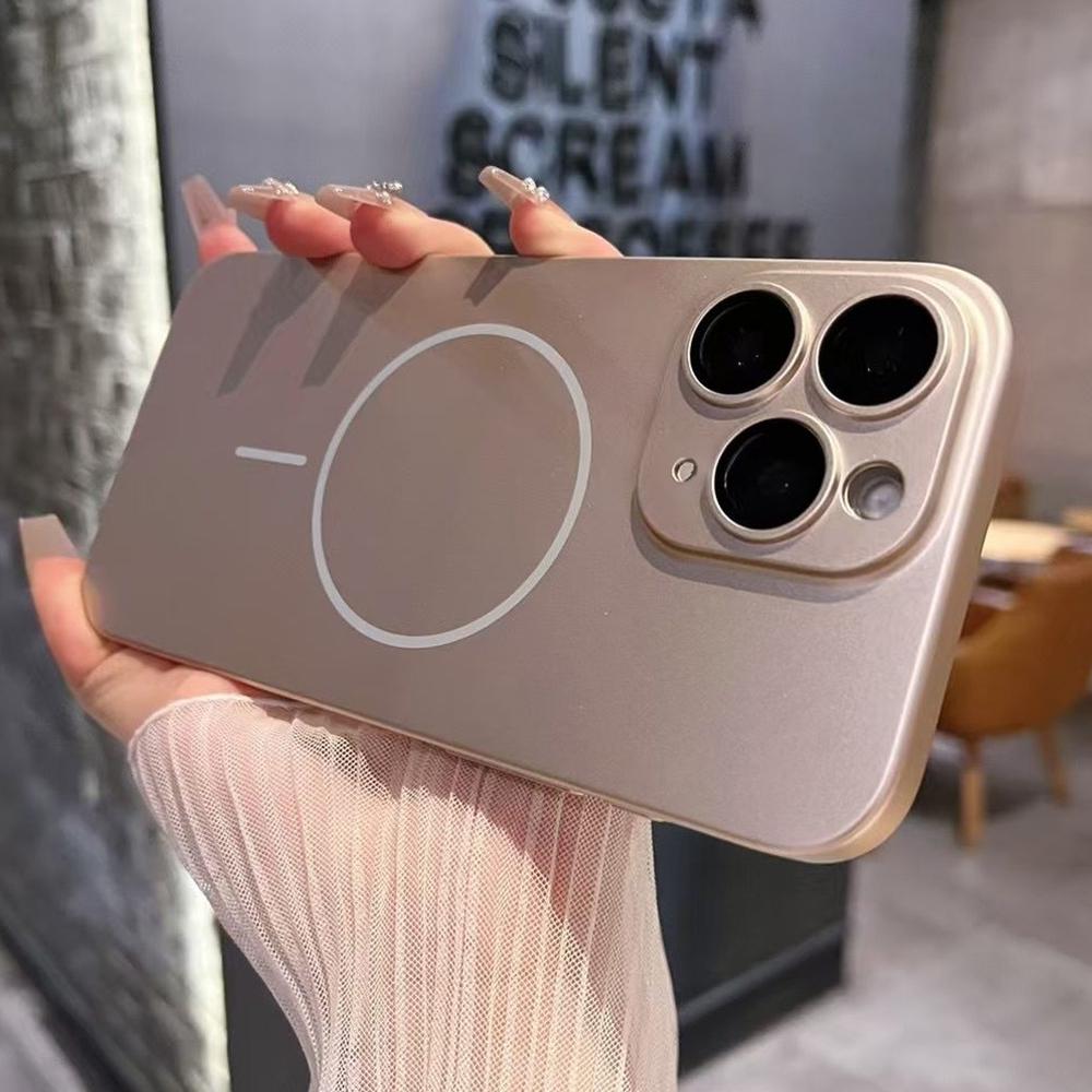 For iPhone 11 Pro Max Matte Frosted Fine Circle MagSafe Lens Protection Phone Case(Desert Gold) - Shopkiz.com