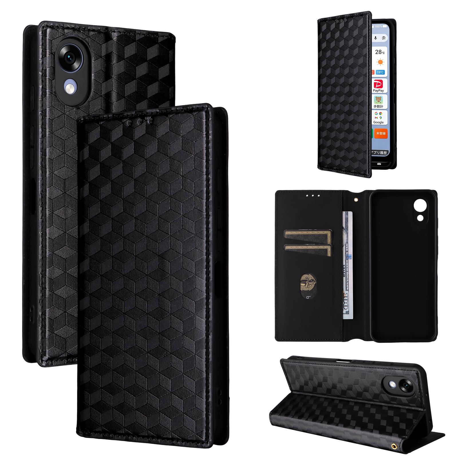 For ZTE Kantan Sumaho5 A601ZT Cubic Grid Texture Flip Leather Phone Case(Black) - Shopkiz.com