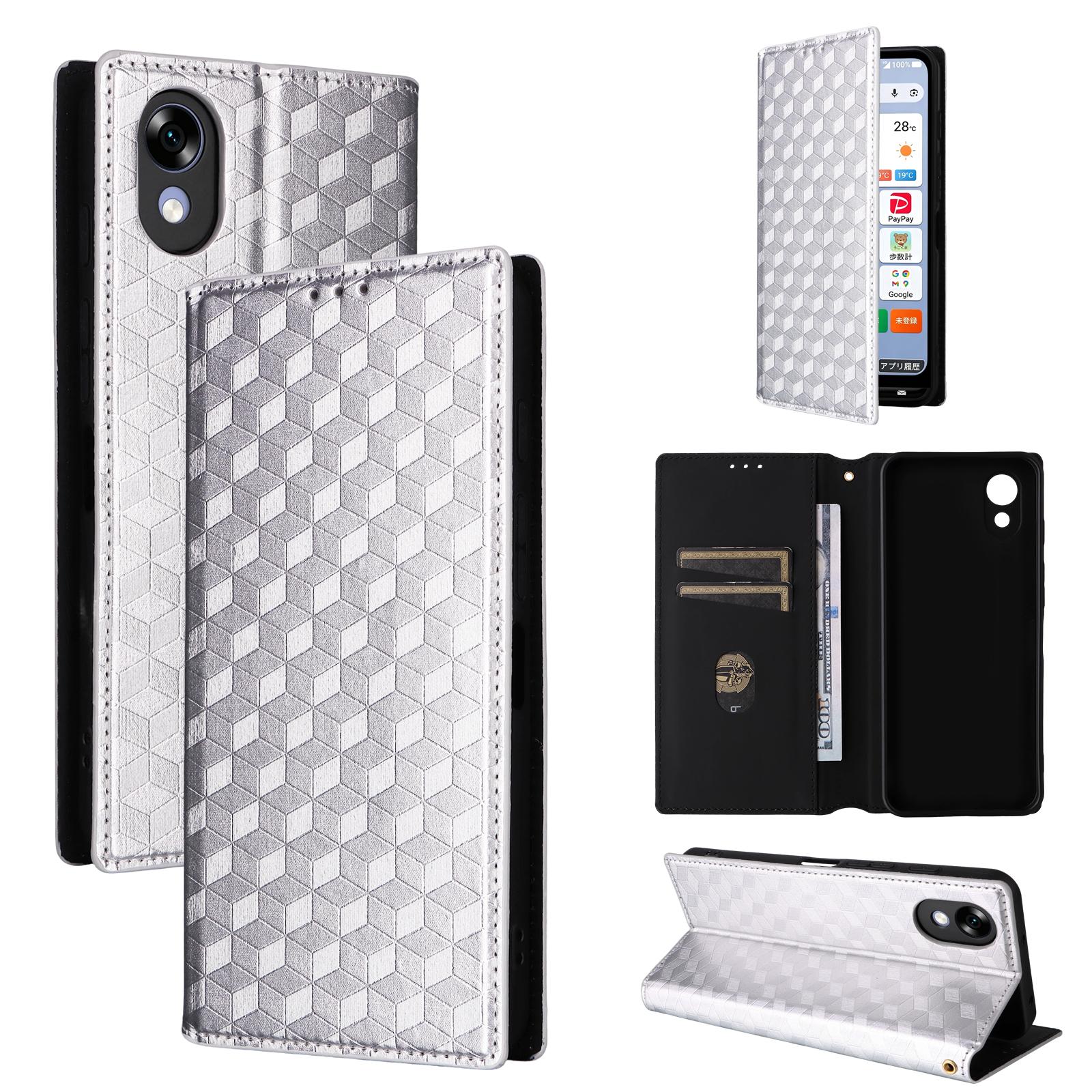 For ZTE Kantan Sumaho5 A601ZT Cubic Grid Texture Flip Leather Phone Case(Silver) - Shopkiz.com