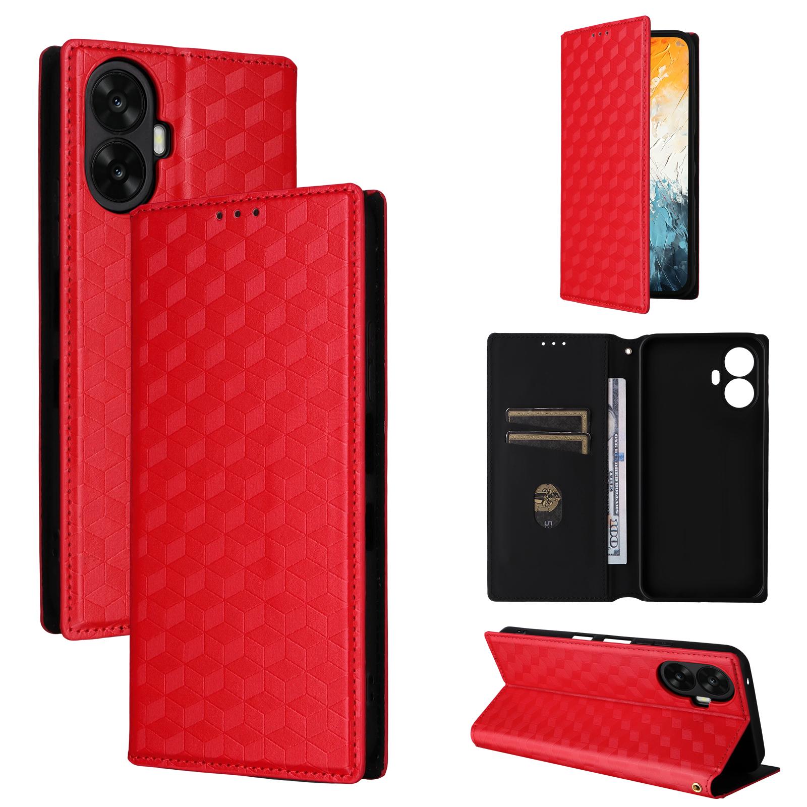 For TCL K70 NxtPaper 5G Cubic Grid Texture Flip Leather Phone Case(Red) - Shopkiz.com