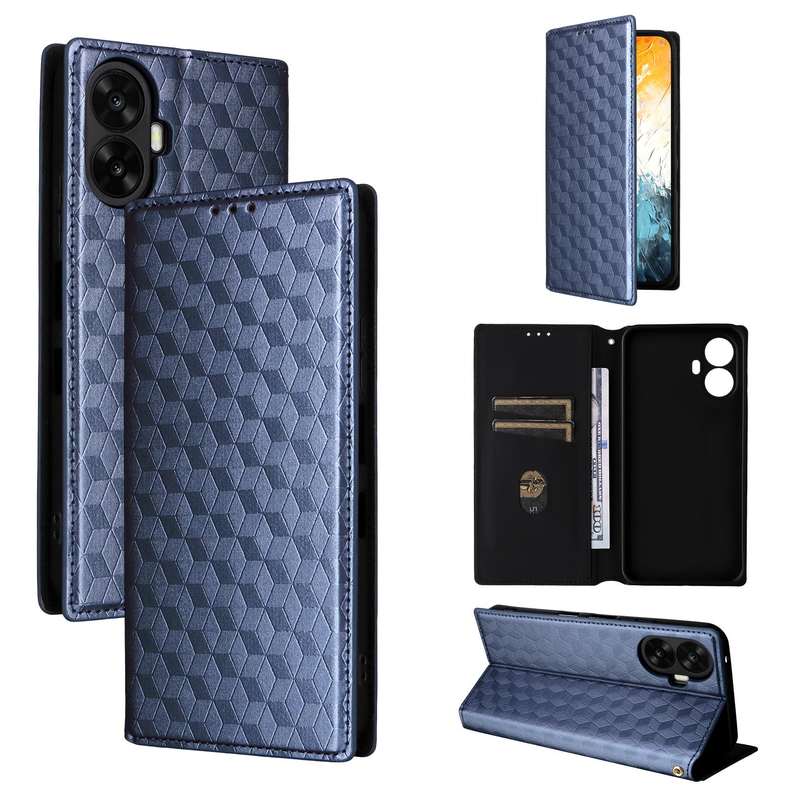 For TCL K70 NxtPaper 5G Cubic Grid Texture Flip Leather Phone Case(Blue) - Shopkiz.com