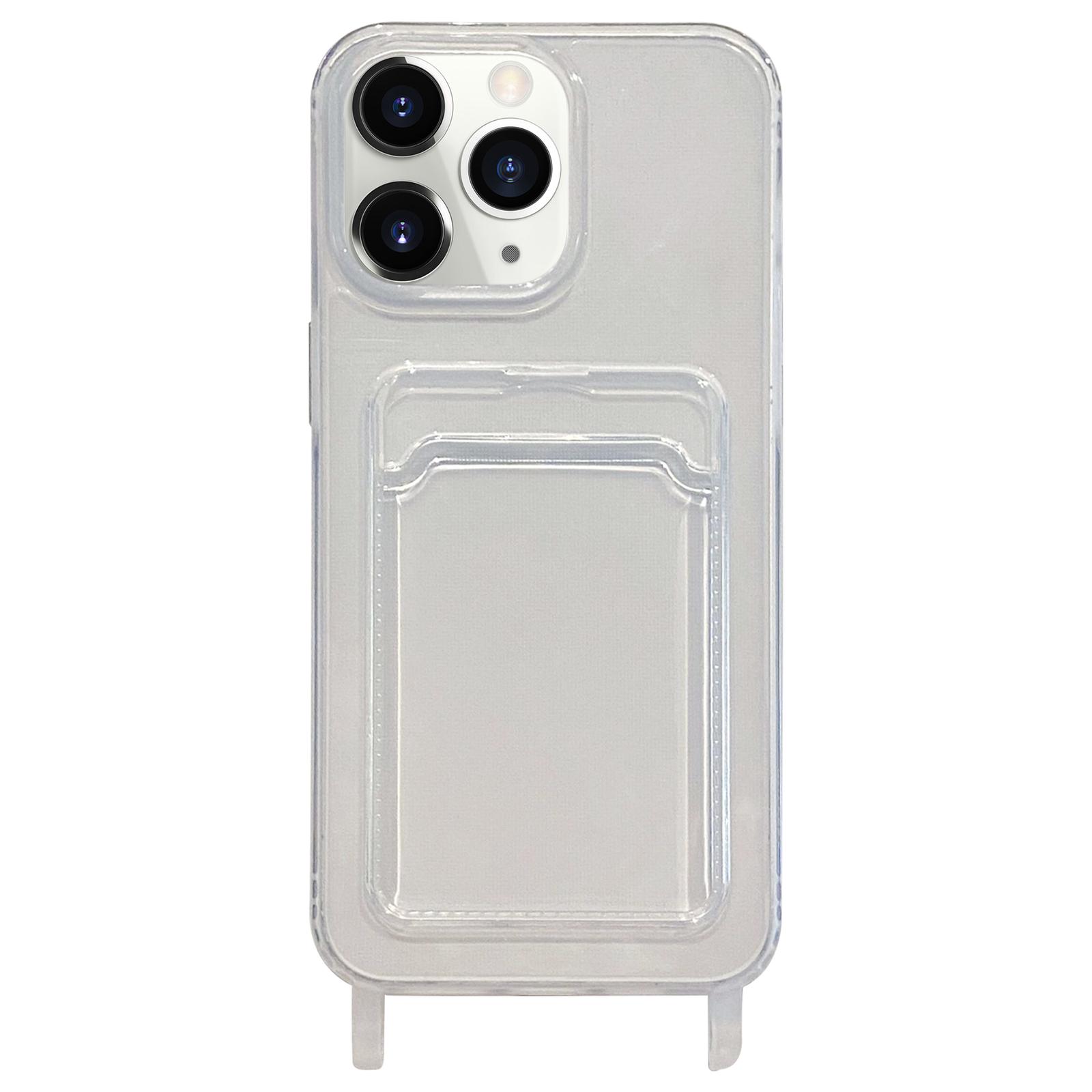 For iPhone 11 Pro Transparent Card Slot TPU Phone Case with Lanyard Hole - Shopkiz.com