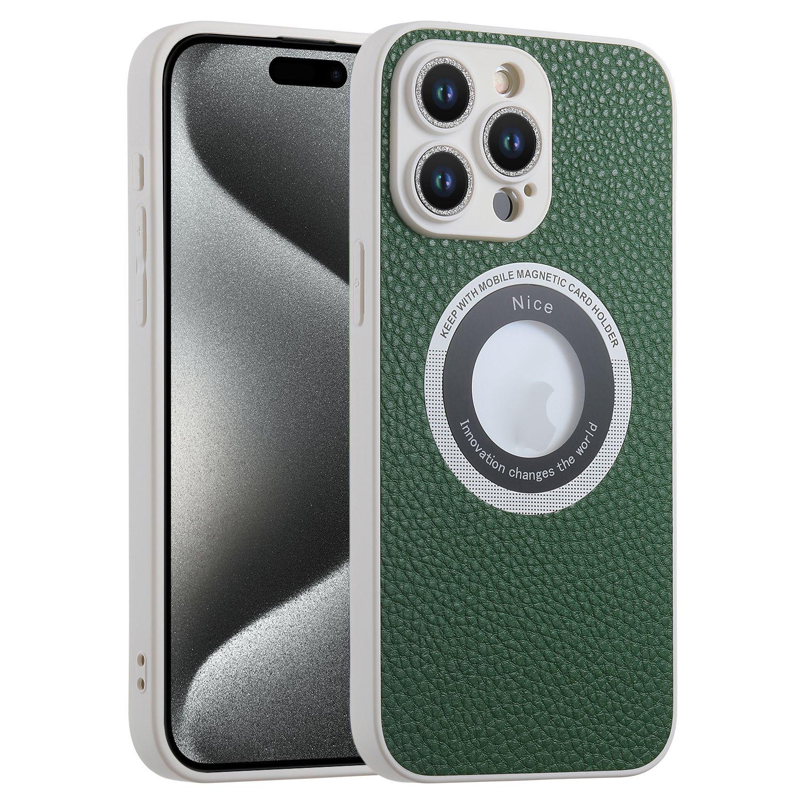 For iPhone 15 Pro Max Glitter Lens MagSafe Magnetic Phone Case(Green) - Shopkiz.com