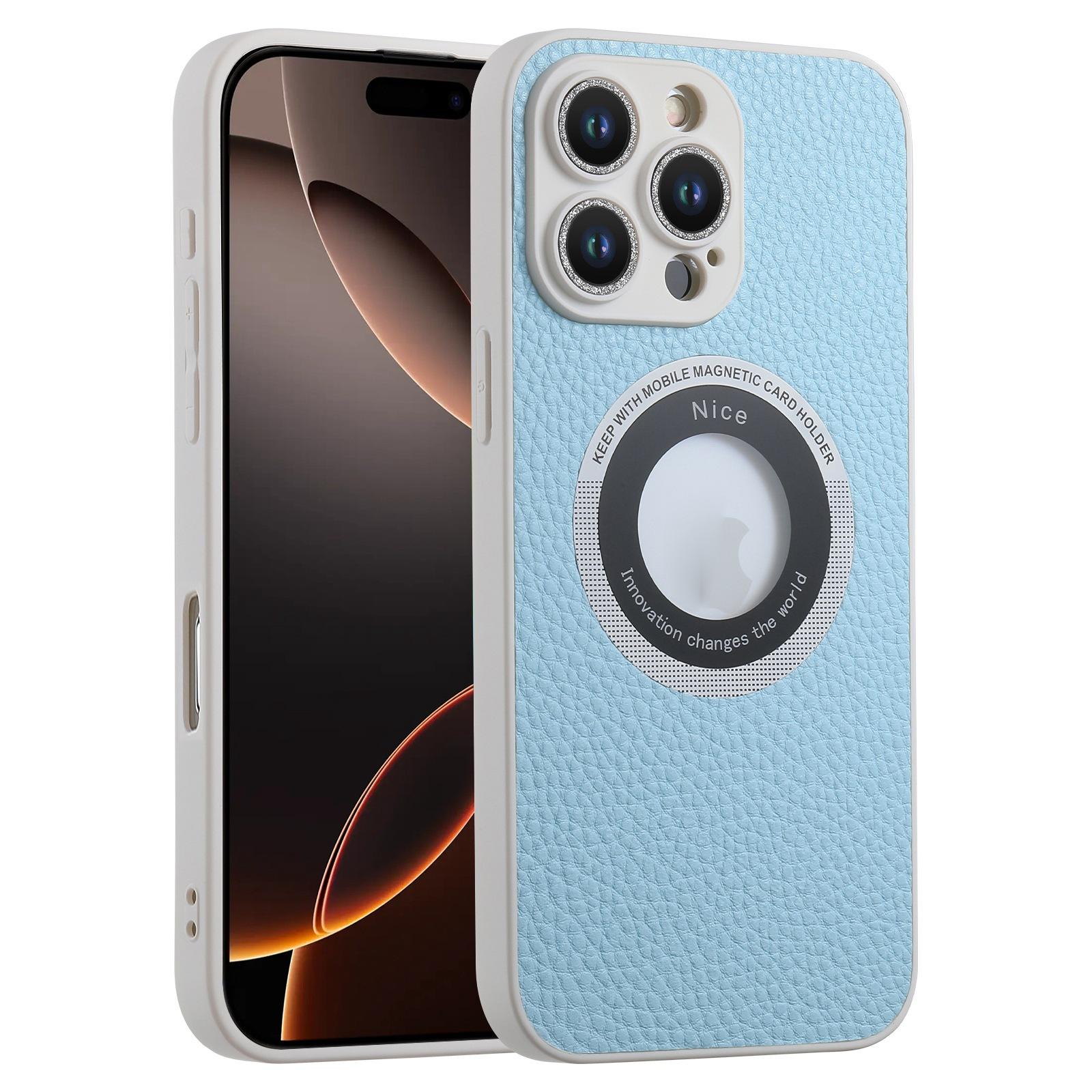 For iPhone 16 Pro Glitter Lens MagSafe Magnetic Phone Case(Light Blue) - Shopkiz.com