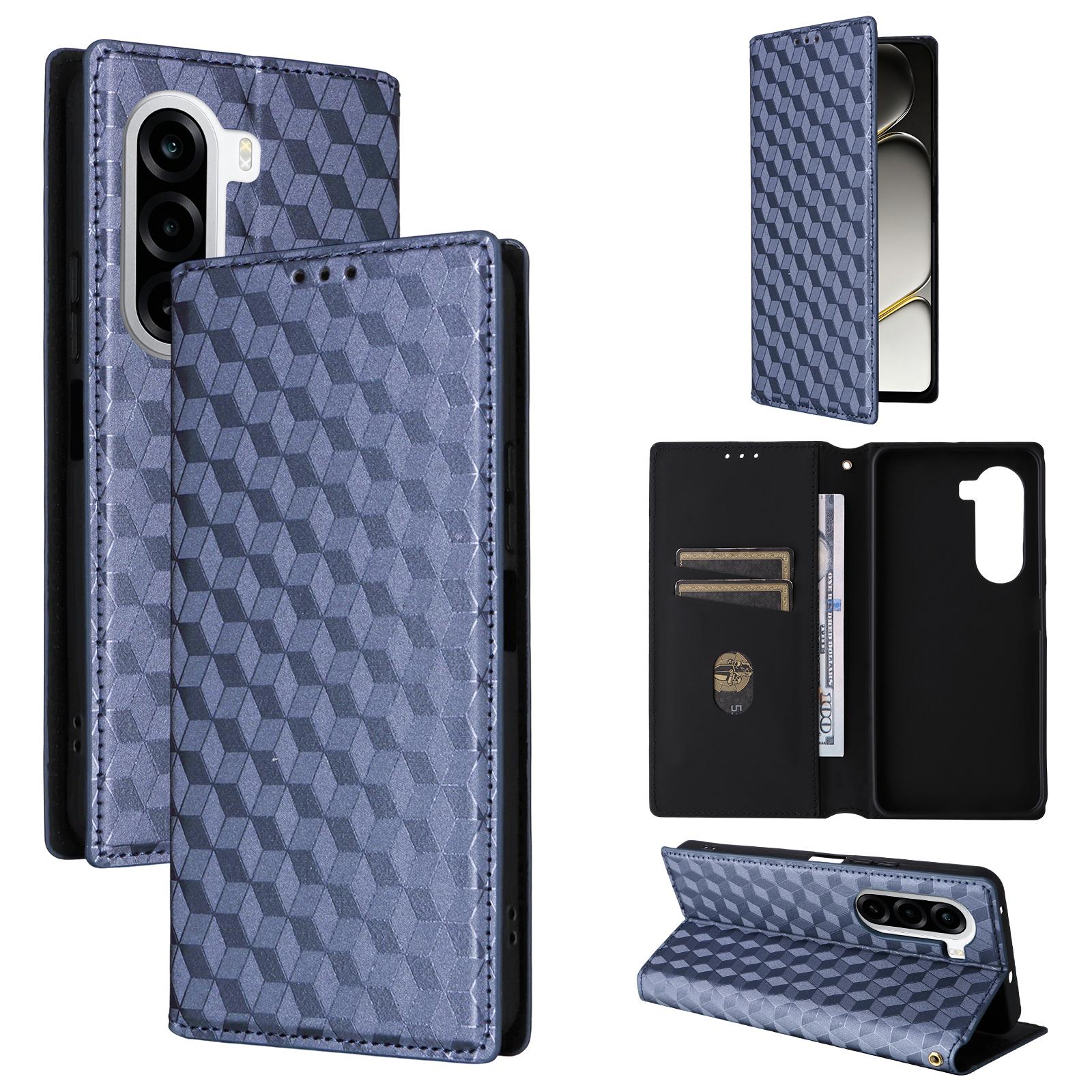 For OnePlus Nord CE6 Lite / Turbo 6X Cubic Grid Texture Flip Leather Phone Case(Blue) - Shopkiz.com