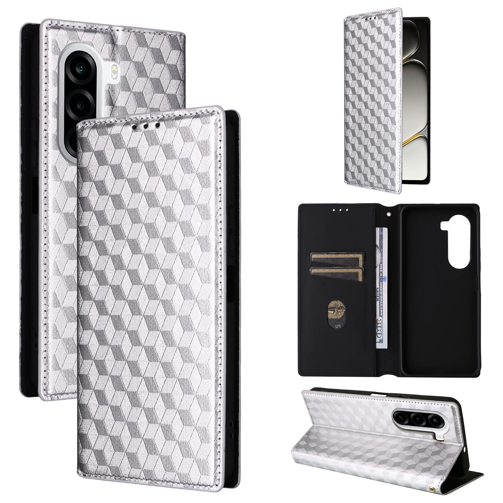 For OnePlus Nord CE6 Lite / Turbo 6X Cubic Grid Texture Flip Leather Phone Case(Silver) - Shopkiz.com