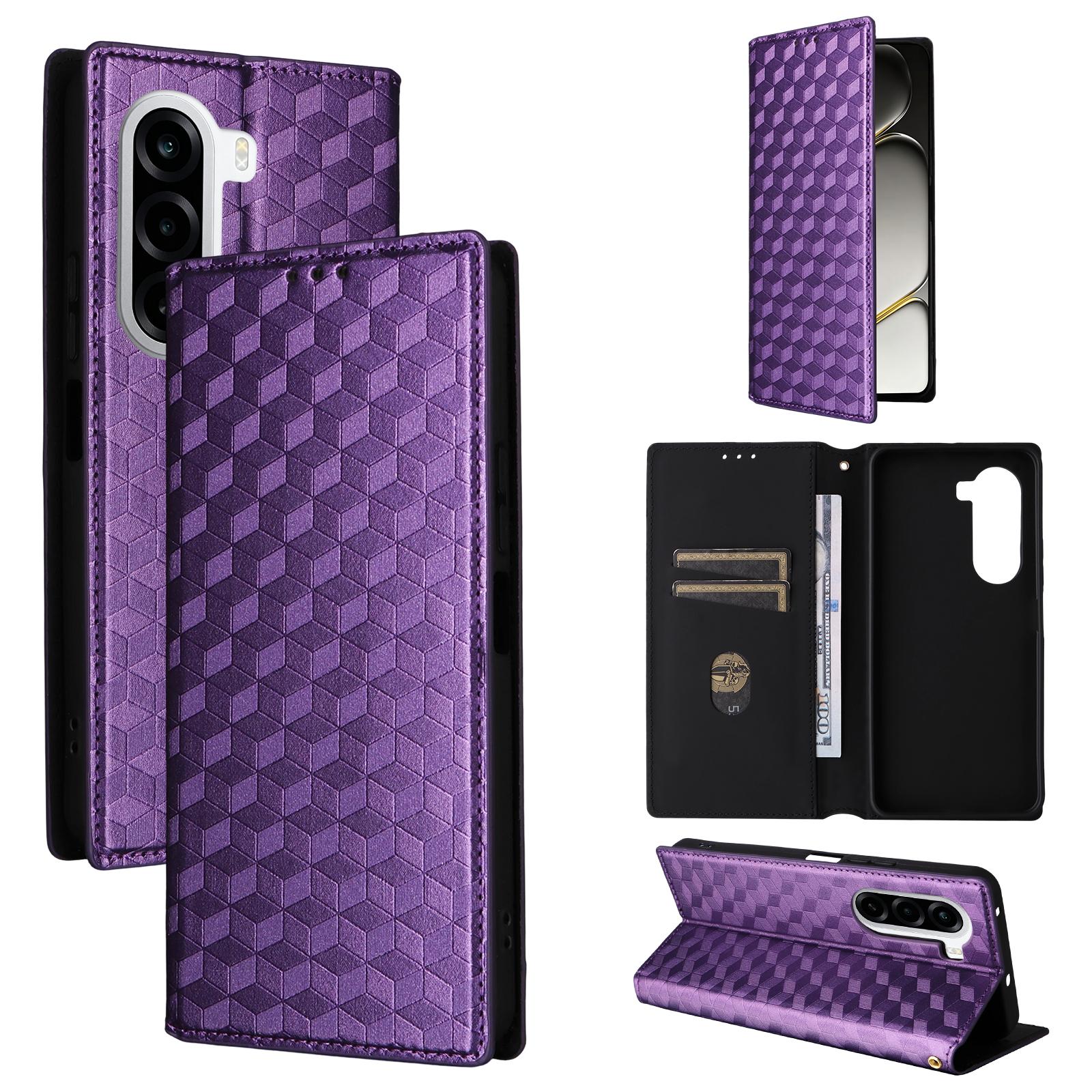 For OnePlus Nord CE6 Lite / Turbo 6X Cubic Grid Texture Flip Leather Phone Case(Purple) - Shopkiz.com