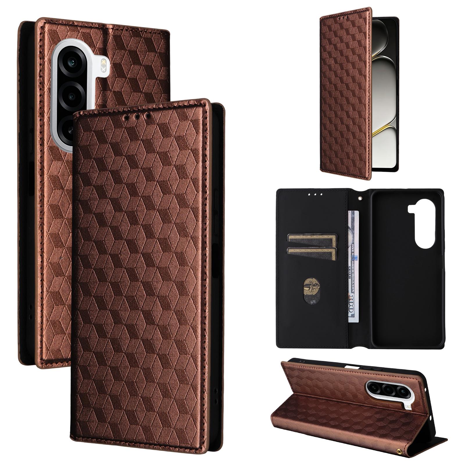 For OnePlus Nord CE6 Lite / Turbo 6X Cubic Grid Texture Flip Leather Phone Case(Brown) - Shopkiz.com