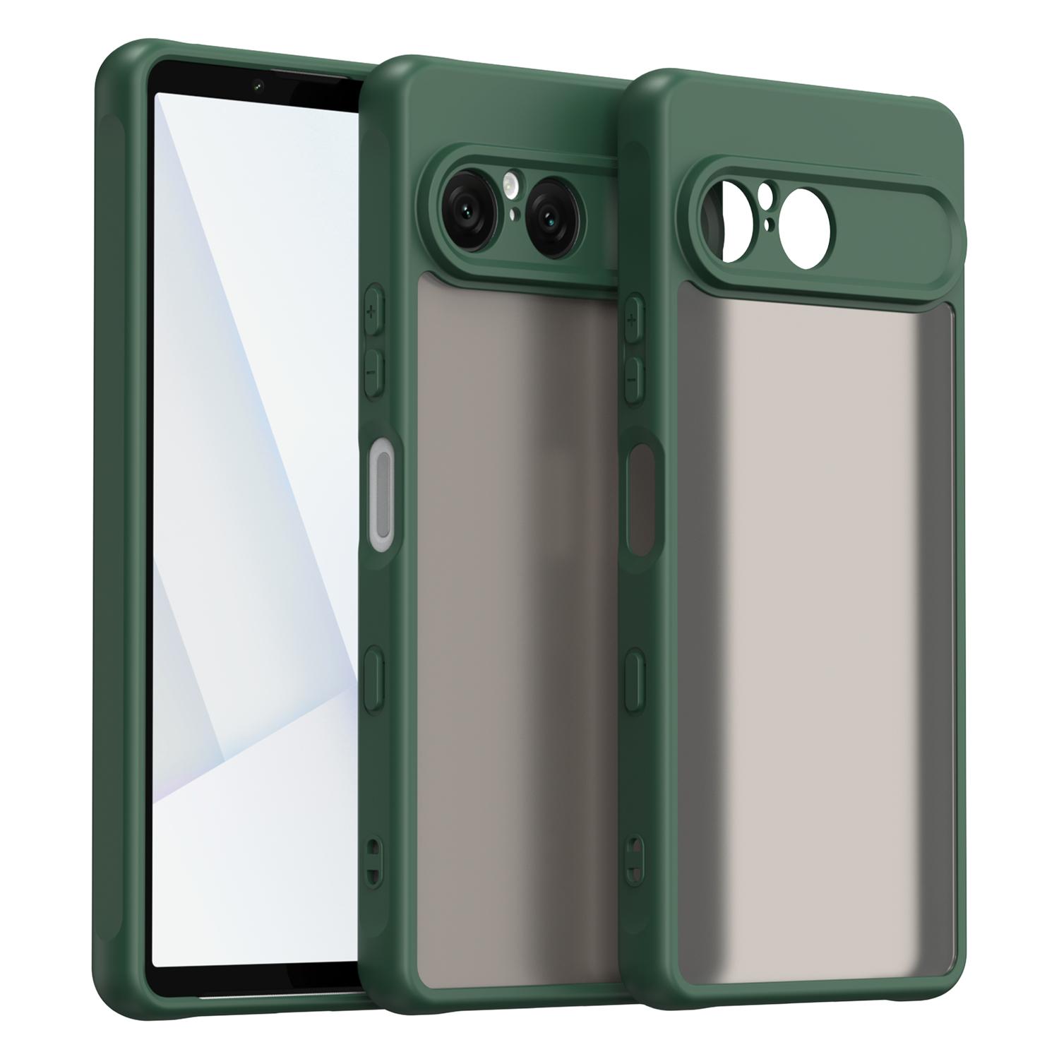 For Sony Xperia 10 VIII Fan Dun Series TPU Hybrid PC Frosted Phone Case(Green) - Shopkiz.com