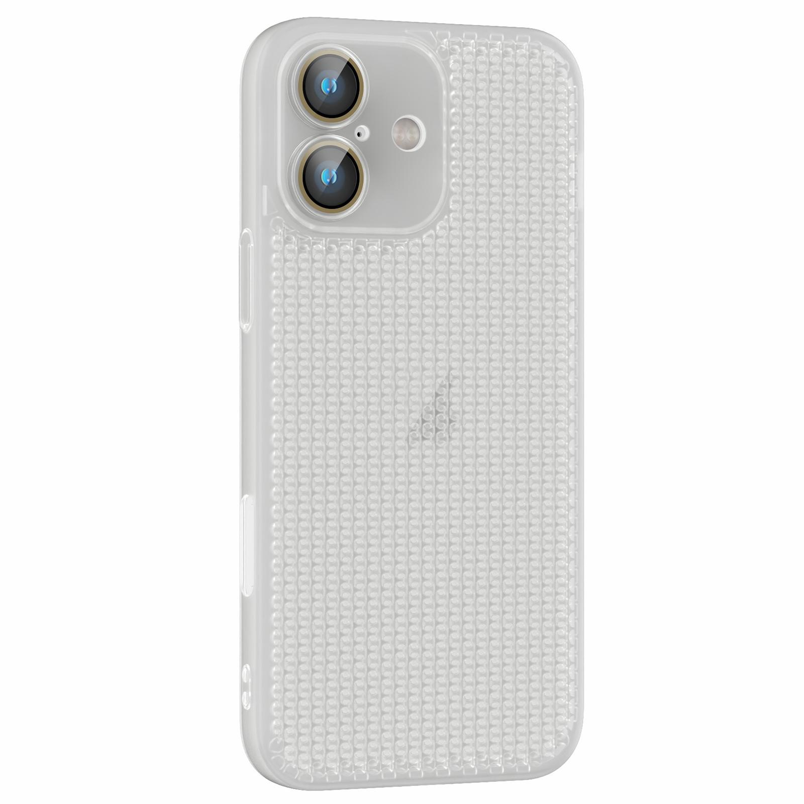 For iPhone 16 Plus Ice Cream Dream Network Cooling PC Phone Case with Lens Film(Transparent) - Shopkiz.com