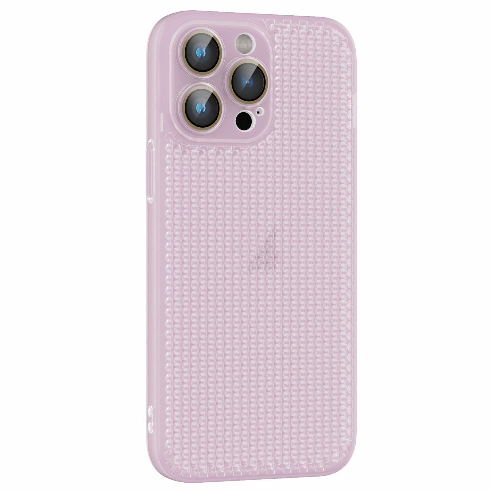 For iPhone 15 Pro Ice Cream Dream Network Cooling PC Phone Case with Lens Film(Transparent Purple) - Shopkiz.com