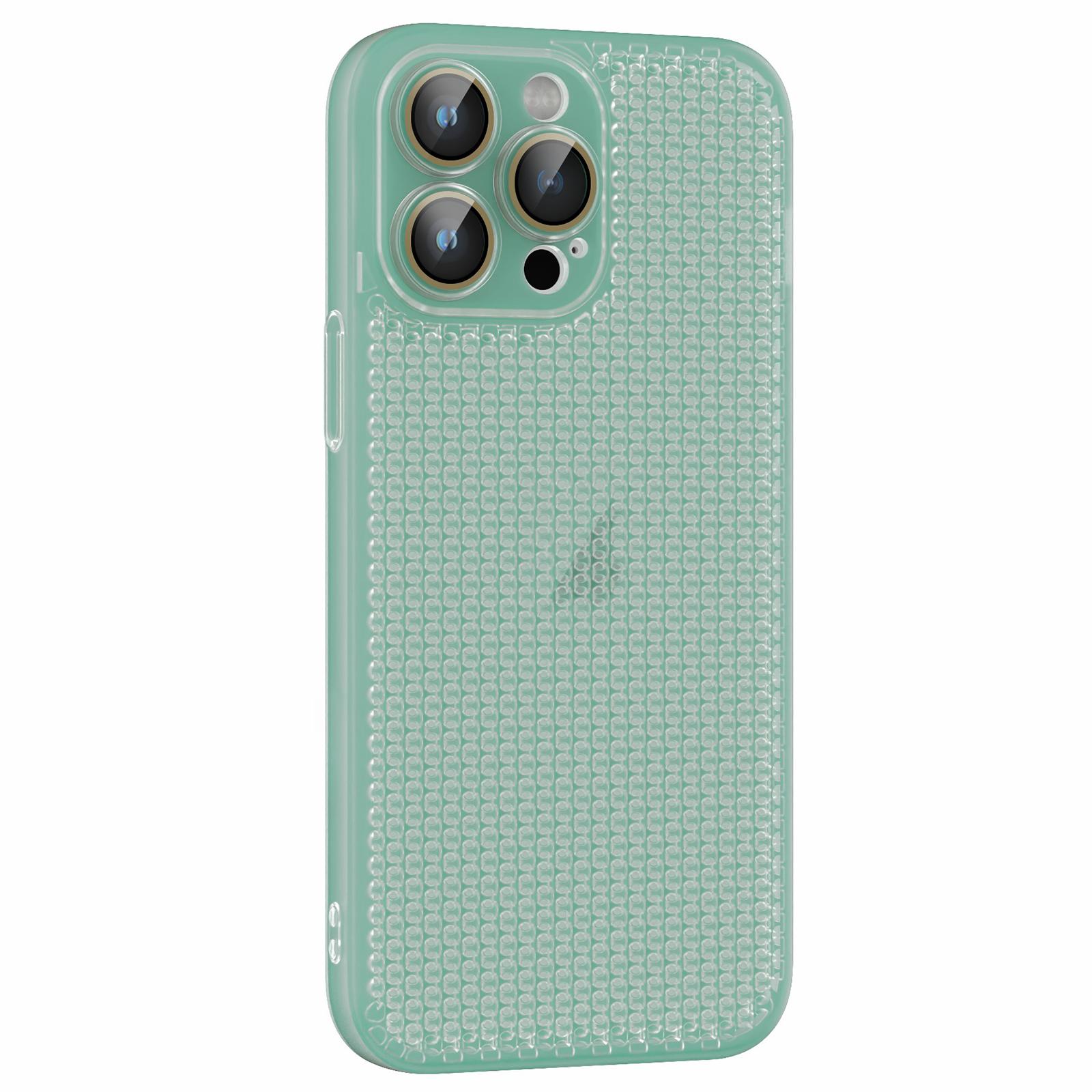 For iPhone 14 Pro Max Ice Cream Dream Network Cooling PC Phone Case with Lens Film(Transparent Green) - Shopkiz.com