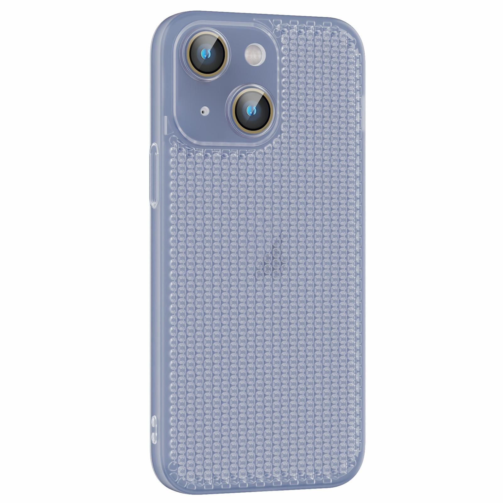 For iPhone 13 Ice Cream Dream Network Cooling PC Phone Case with Lens Film(Transparent Blue) - Shopkiz.com