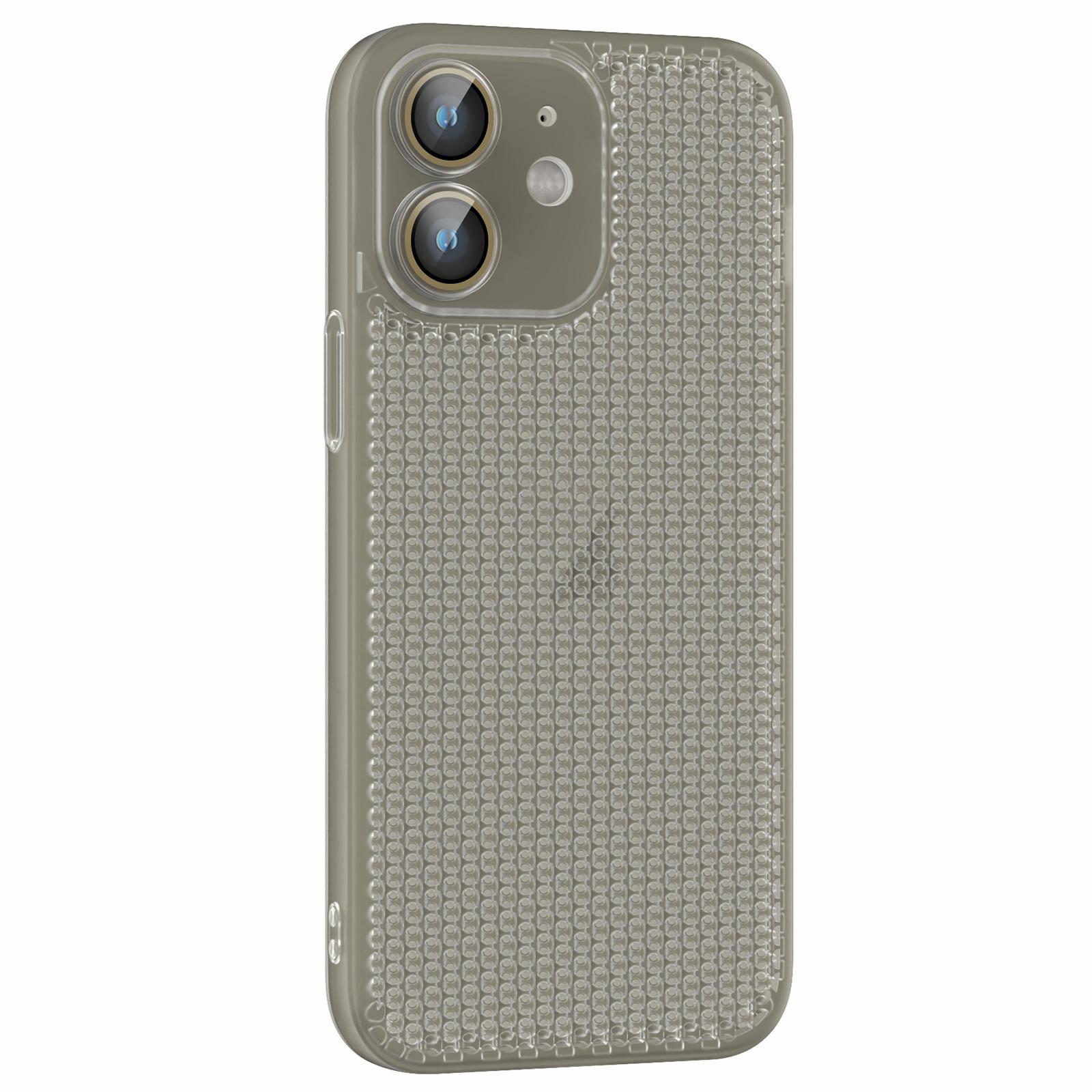 For iPhone 12 Ice Cream Dream Network Cooling PC Phone Case with Lens Film(Transparent Black) - Shopkiz.com