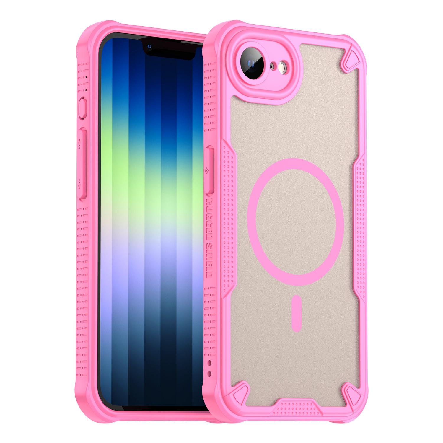 For iPhone 17e / 16e Armor Glaze MagSafe Magnetic Phone Case(Pink) - Shopkiz.com