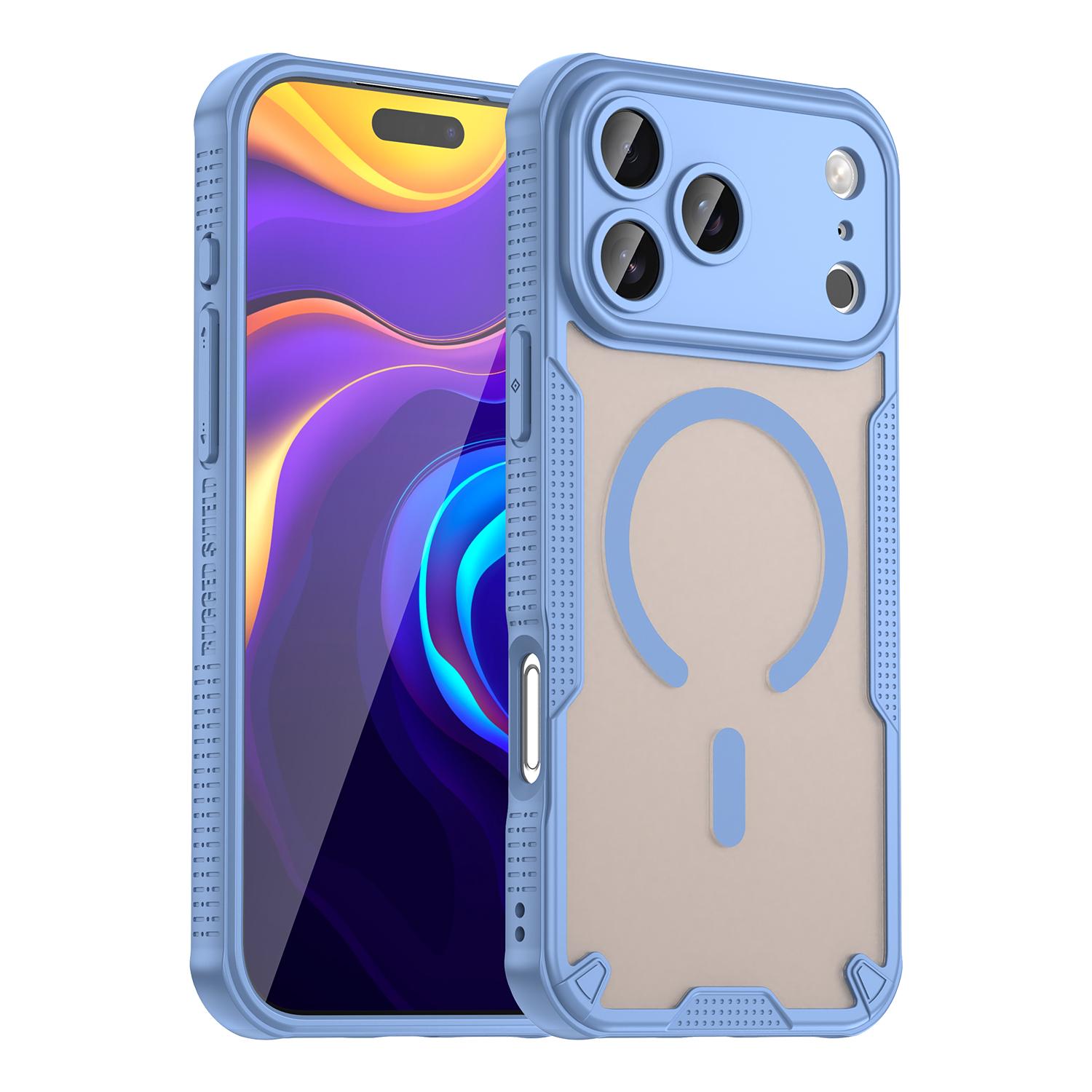 For iPhone 18 Pro Max Armor Glaze MagSafe Magnetic Phone Case(Blue) - Shopkiz.com