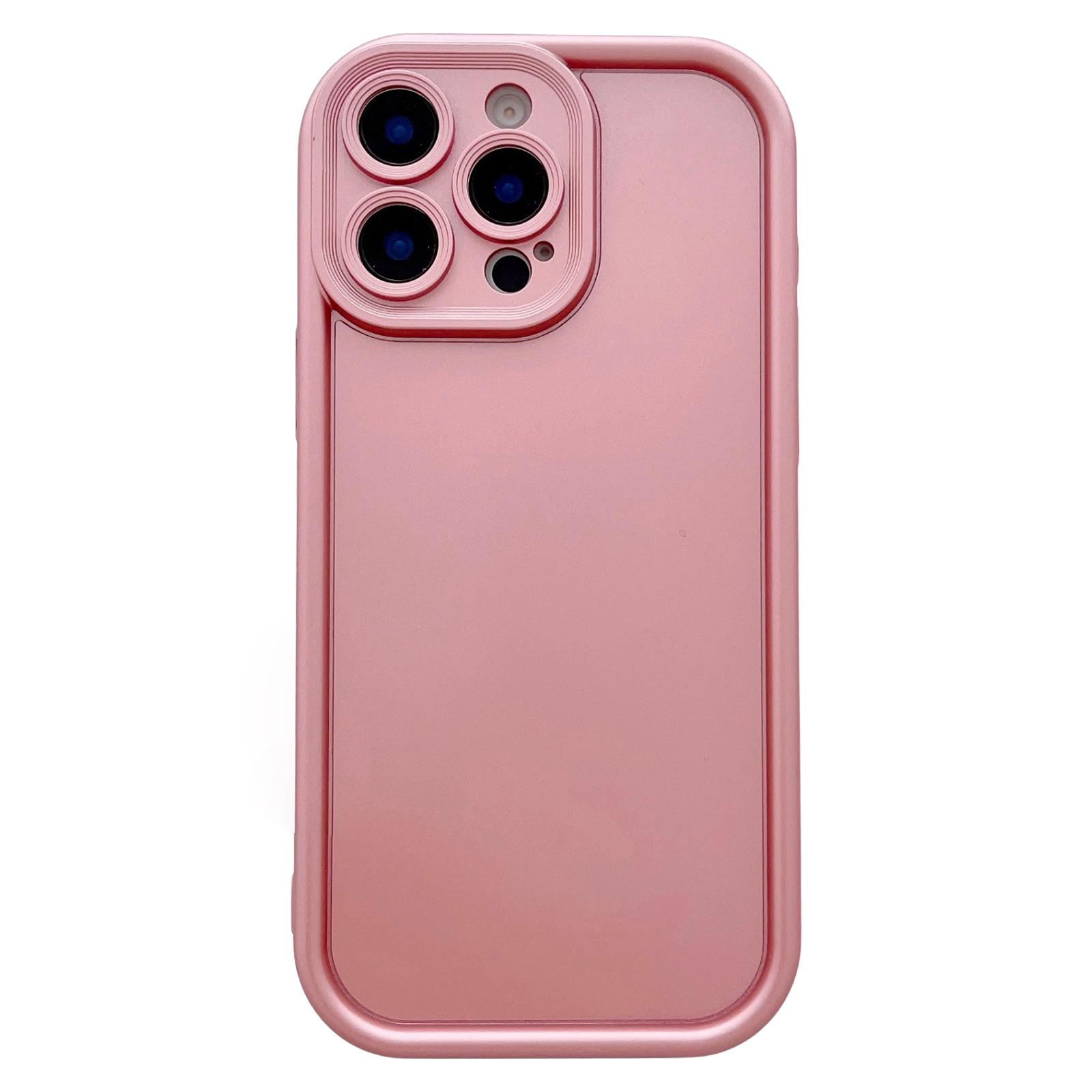 For iPhone 12 Pro Solid Color Metallic Paint Precise Hole TPU Phone Case(Pink) - Shopkiz.com