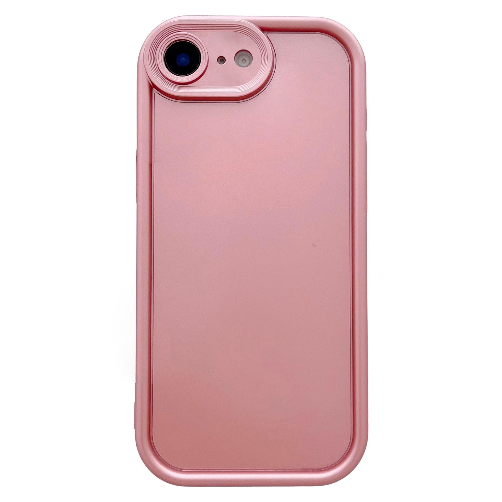For iPhone 17e / 16e Solid Color Metallic Paint Precise Hole TPU Phone Case(Pink) - Shopkiz.com