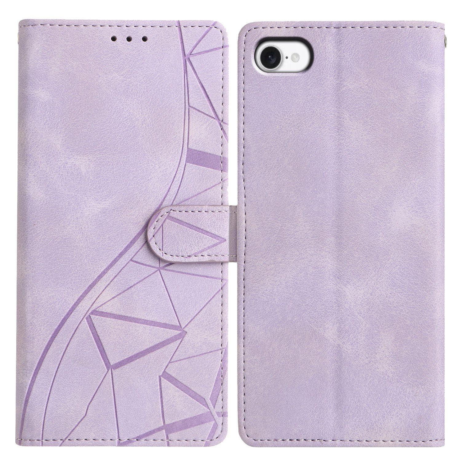 For iPhone 7 / 8 / SE 2022 Triangles Embossed Leather Phone Case(Purple) - Shopkiz.com