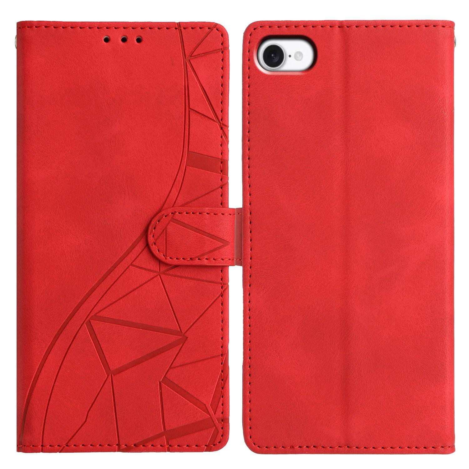 For iPhone 7 / 8 / SE 2022 Triangles Embossed Leather Phone Case(Red) - Shopkiz.com